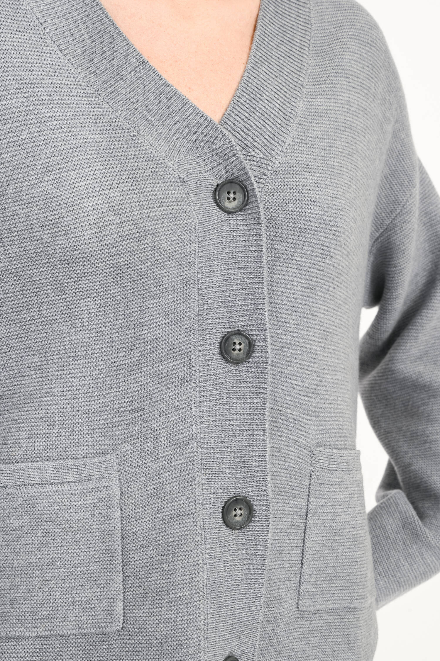 Woll-Strickjacke in Dunkelgrau