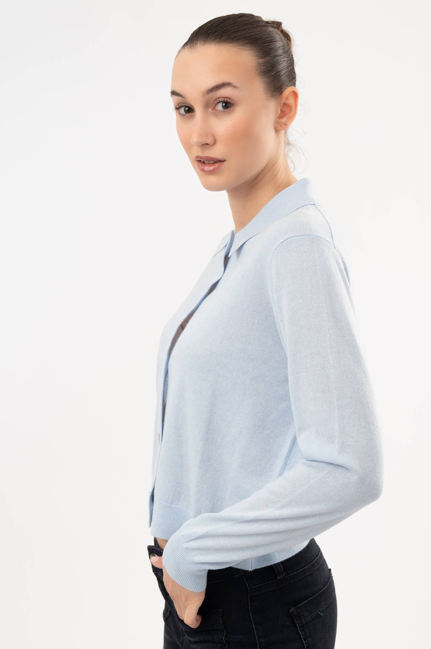 Cashmere-Strickjacke WREXHAM in Hellblau Cashmere-Strickjacke WREXHAM in Hellblau