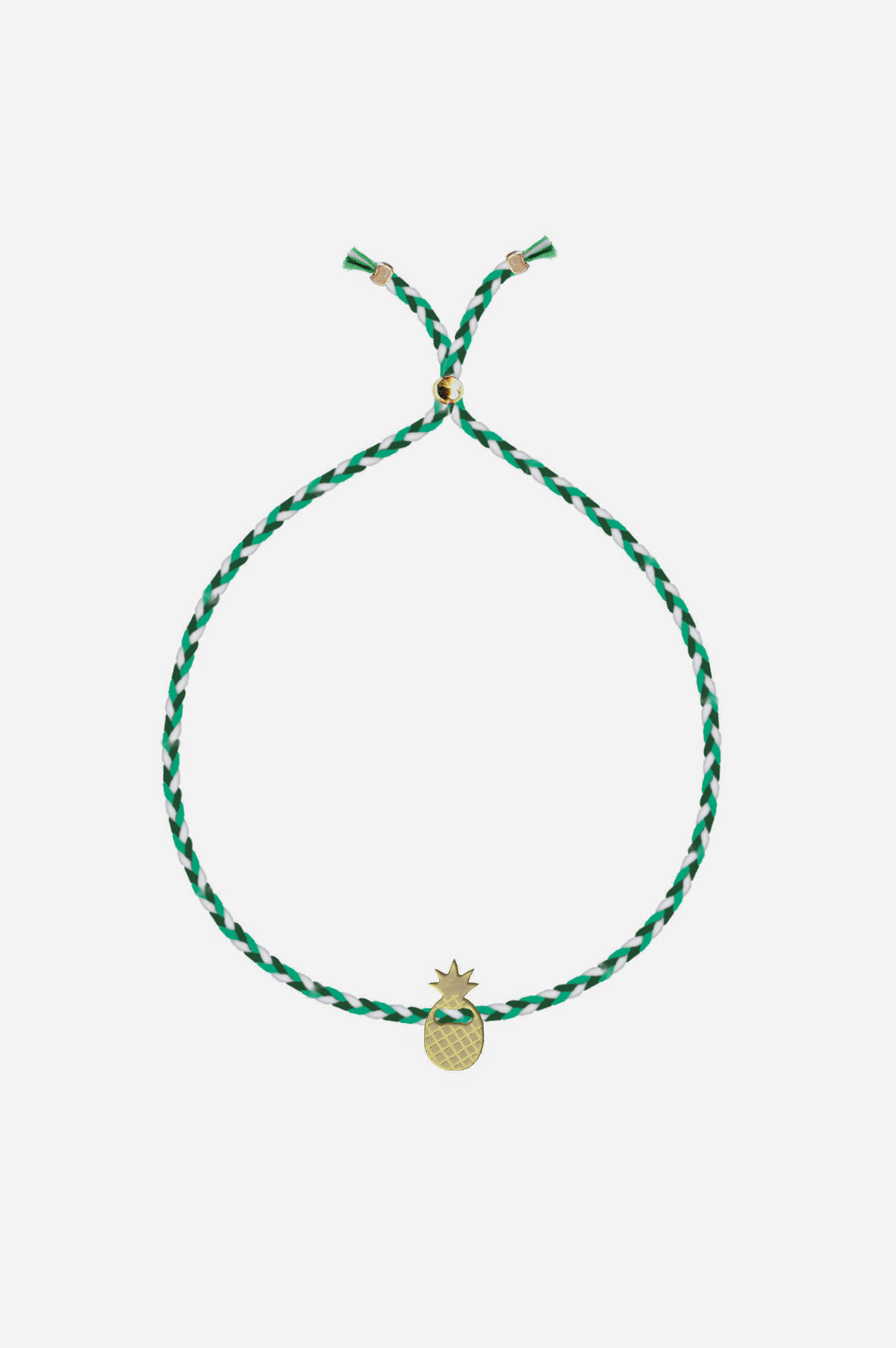 Armband mit goldener ANANAS in Grün/Weiß 