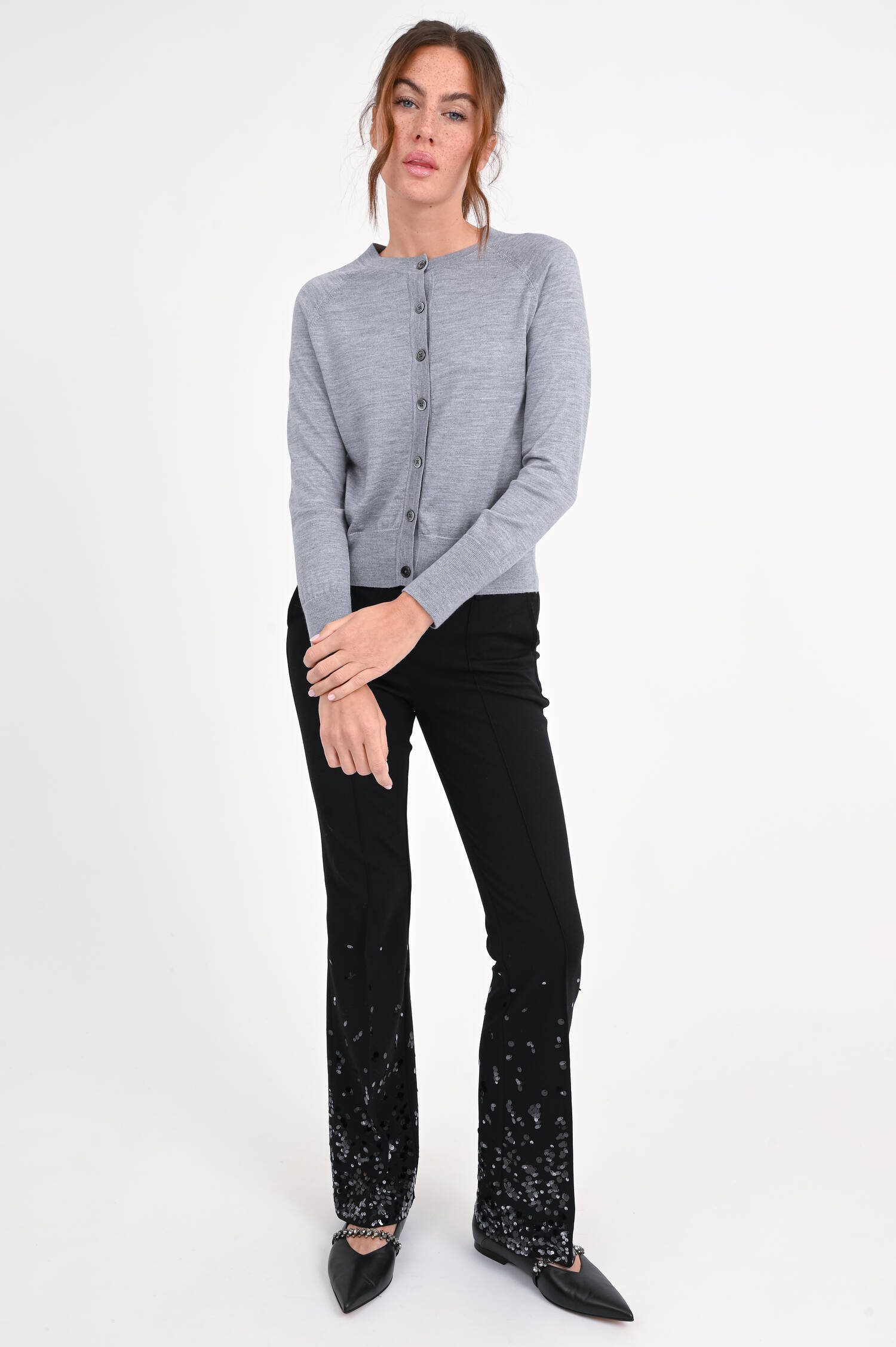 Strickweste aus Woll-Seide-Mix in Grau