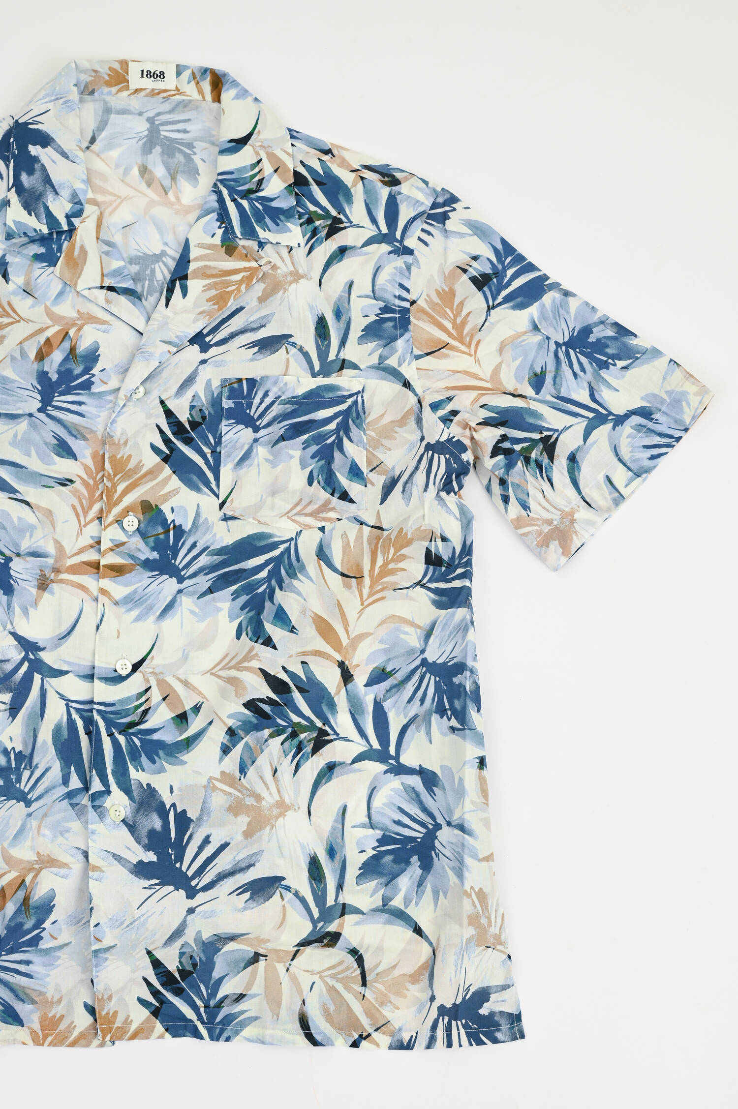 Hemd im Hawaii-Look in Blau/Natur