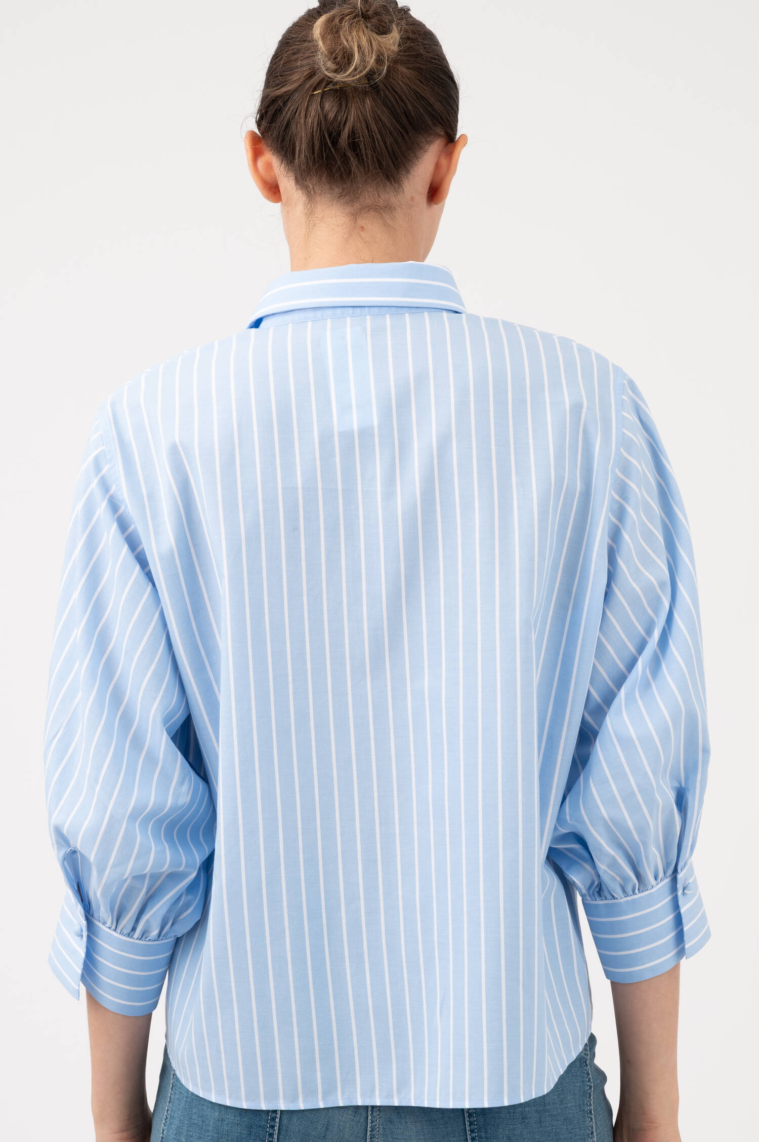 Gestreifte Bluse in Eisblau