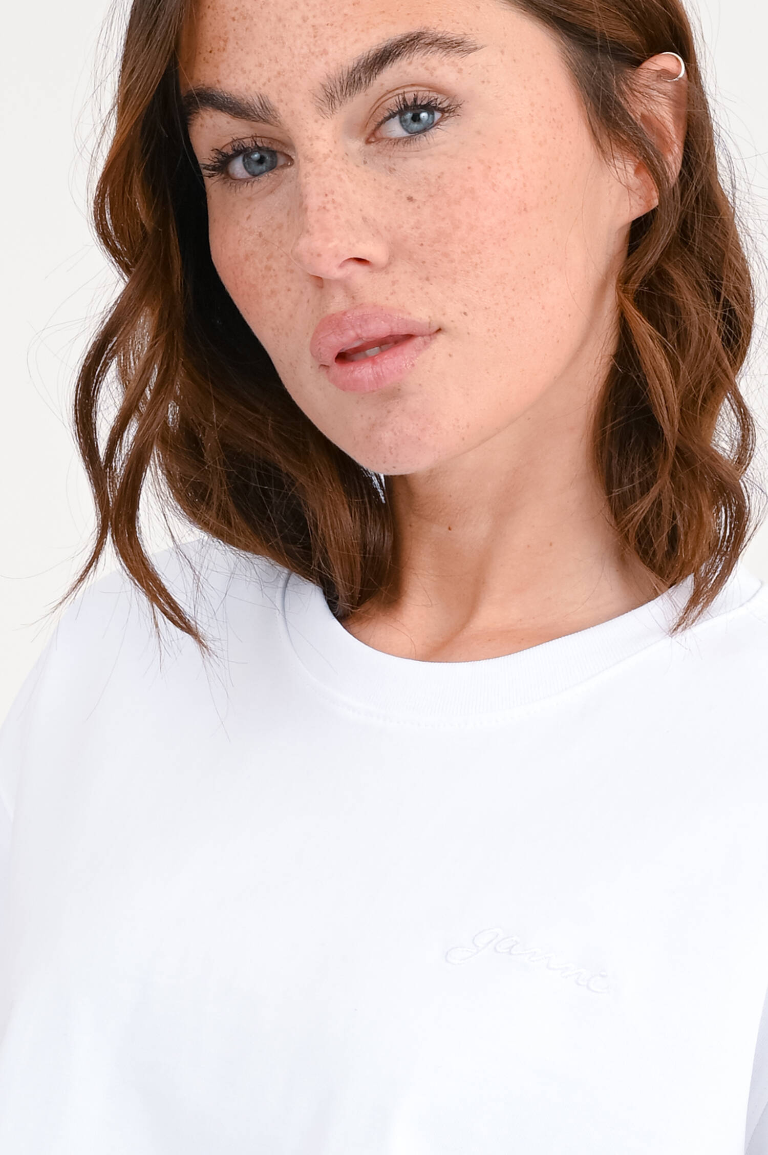 T-Shirt aus Baumwolle mit offenem Rücken in Weiß