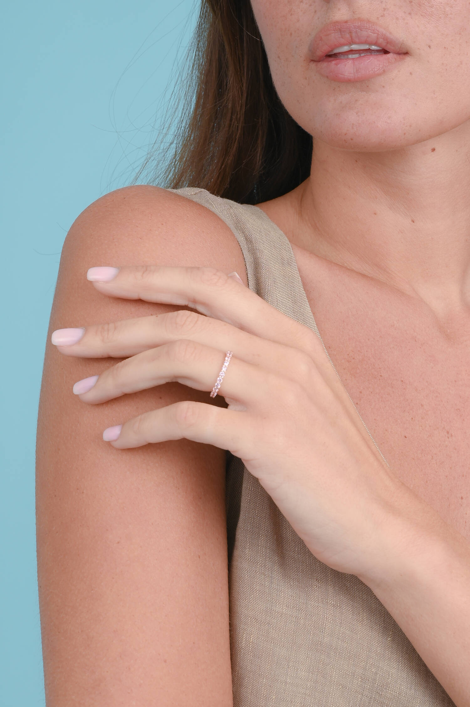 Ring ASTRAL mit Swarovski-Steinchen in Rosé/Rosa