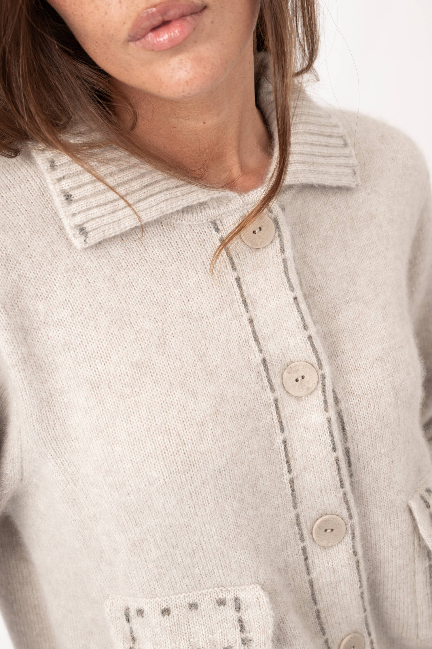 Cashmere-Baumwoll-Cardigan in Taupe Cashmere-Baumwoll-Cardigan in Taupe