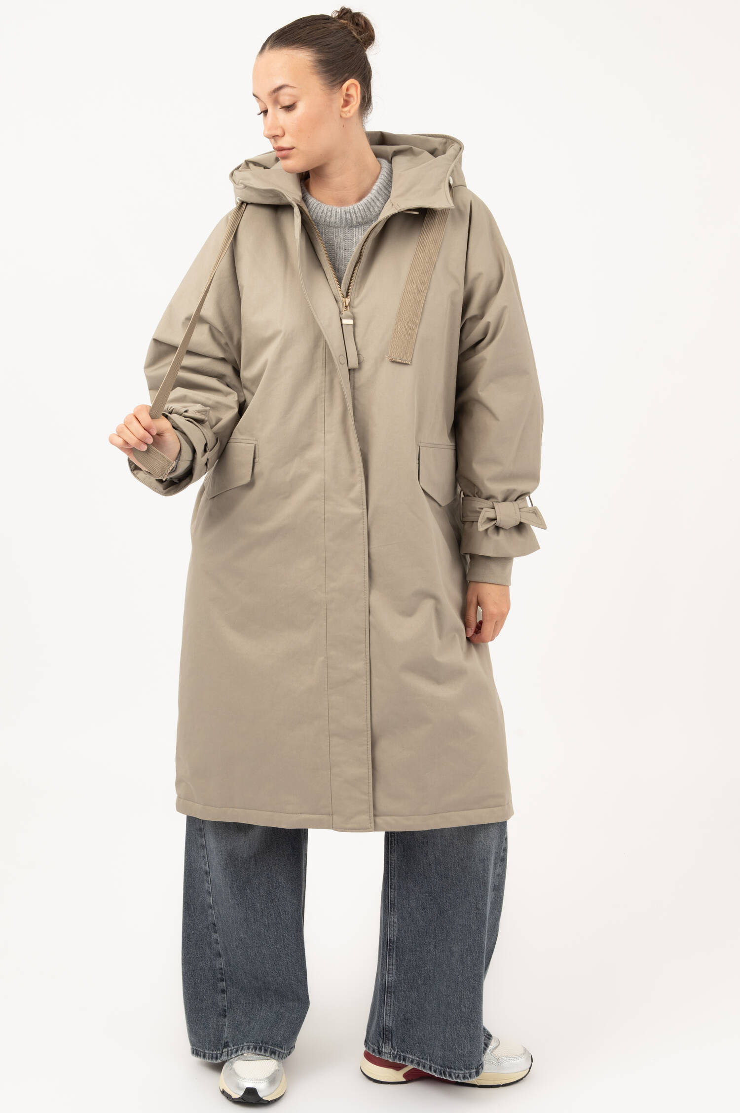 Kapuzenmantel LIVIA in Taupe