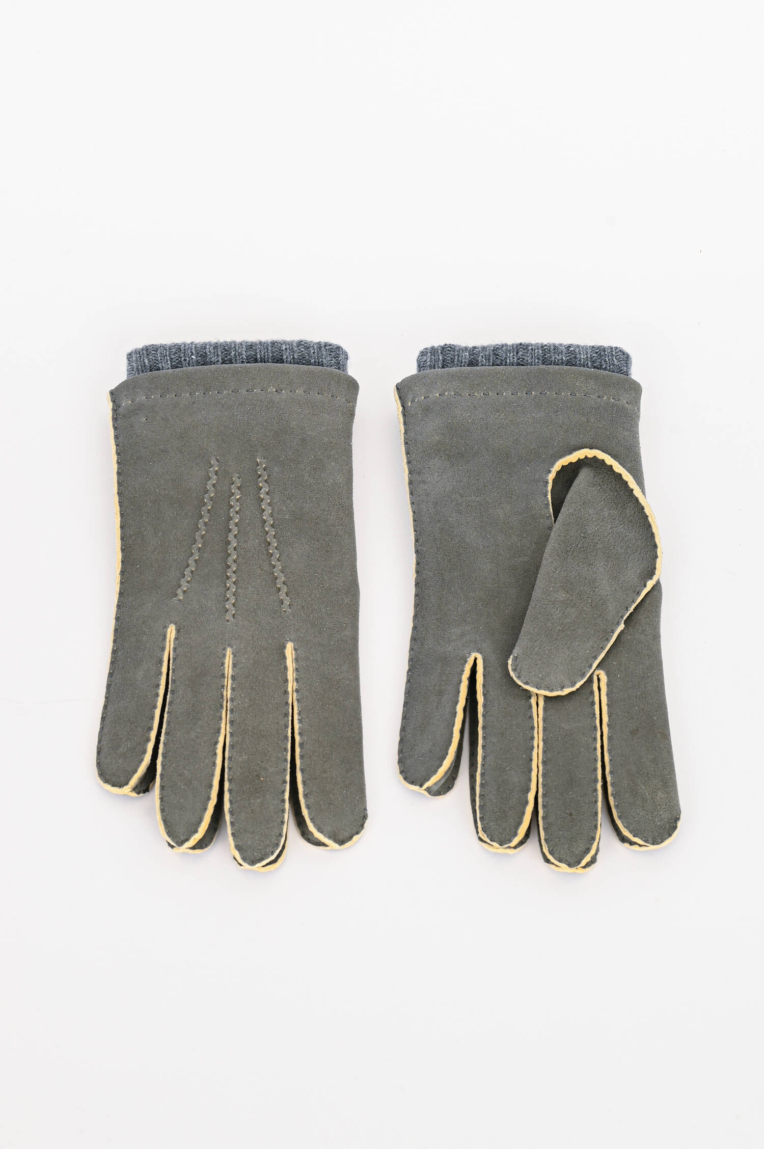 Handschuhe aus Veloursleder in Salbei