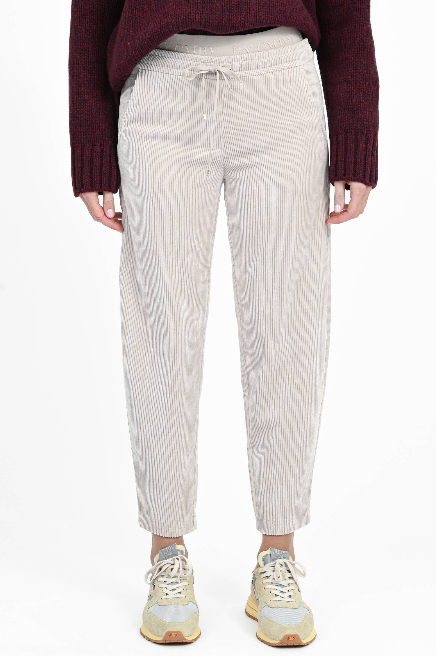 Cordhose mit doppeltem Bund in Milky Moon