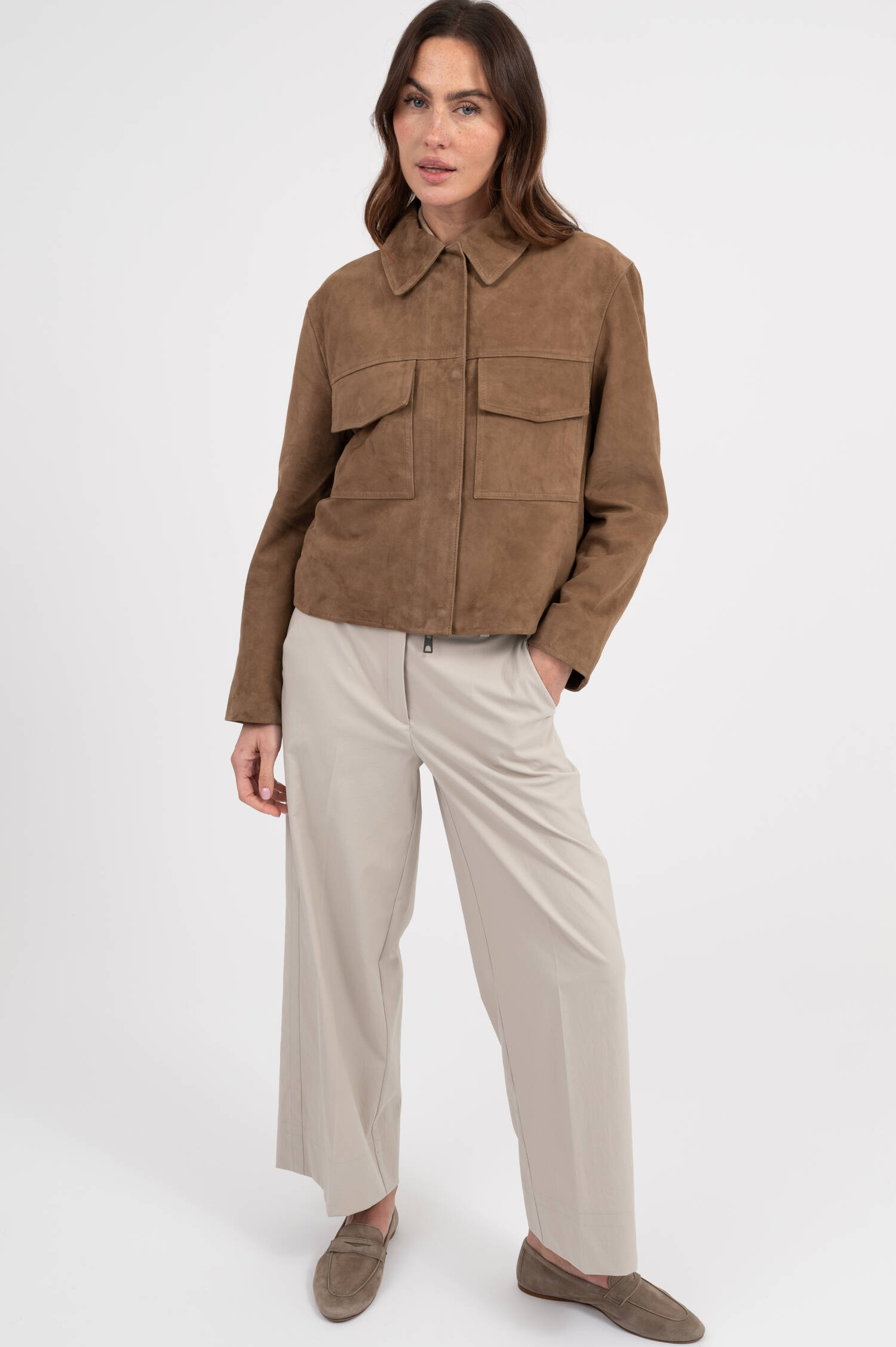 Jacke aus Veloursleder in Braun