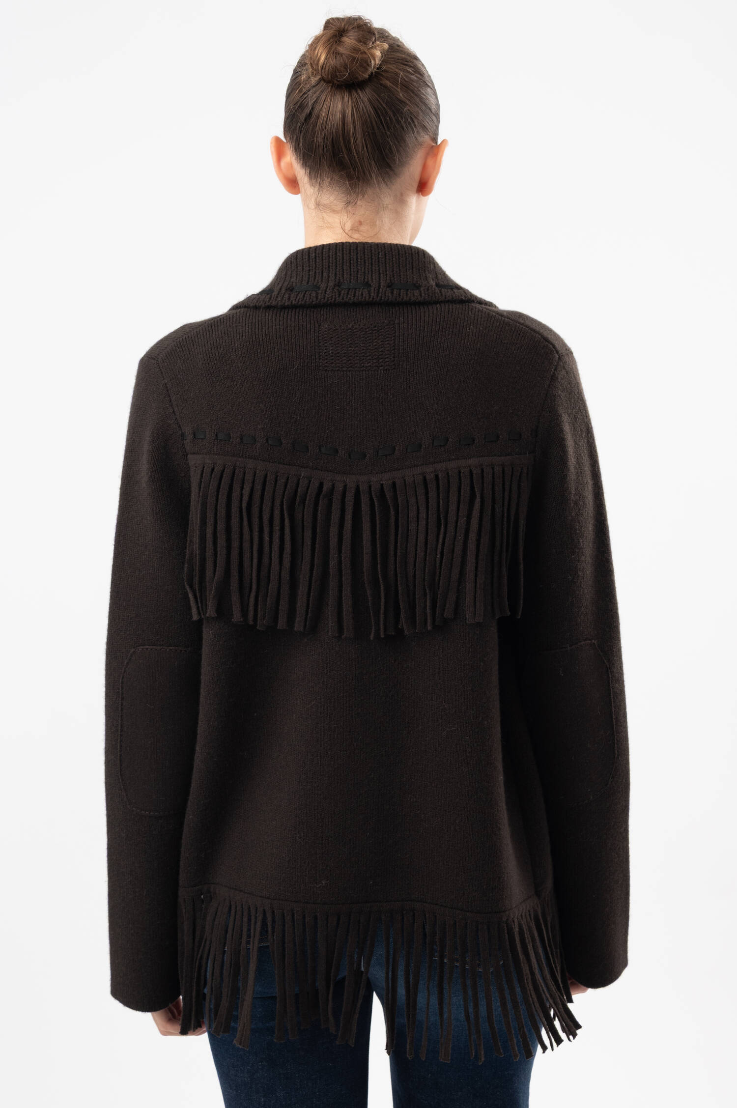Cashmere-Woll-Western-Fransenjacke in Dunkelbraun Cashmere-Woll-Western-Fransenjacke in Dunkelbraun