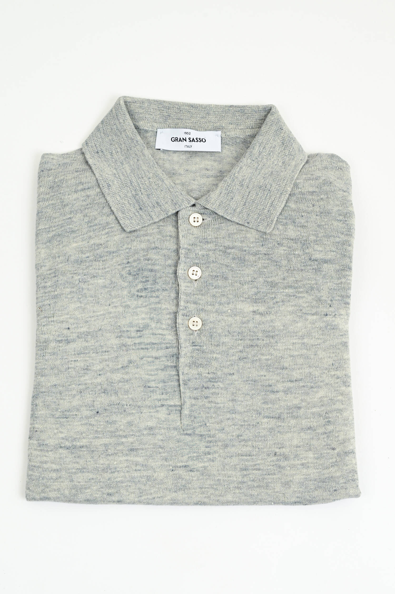 Poloshirt aus Leinen in Hellgrau meliert