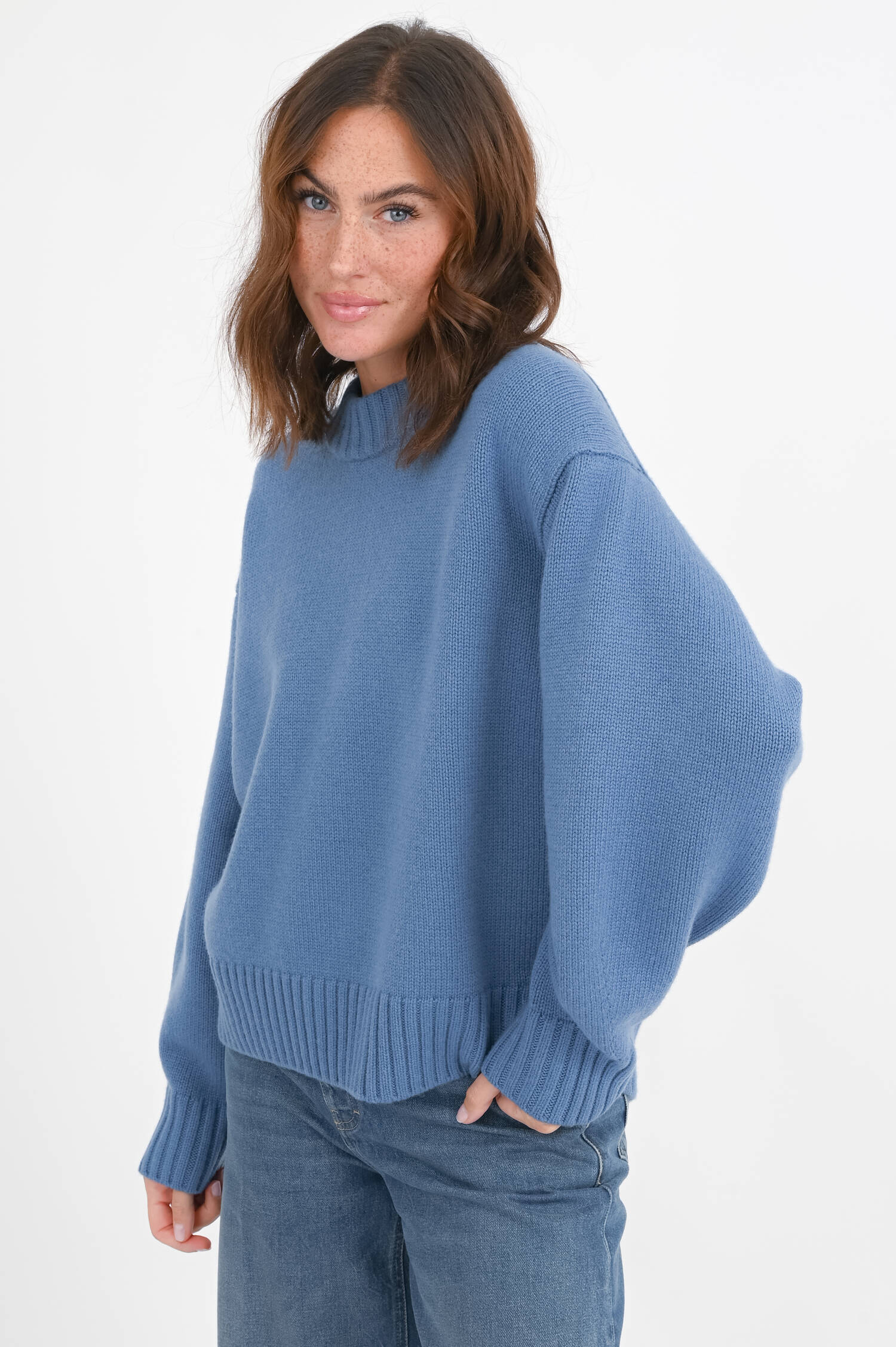 Pullover aus Wolle in Mittelblau