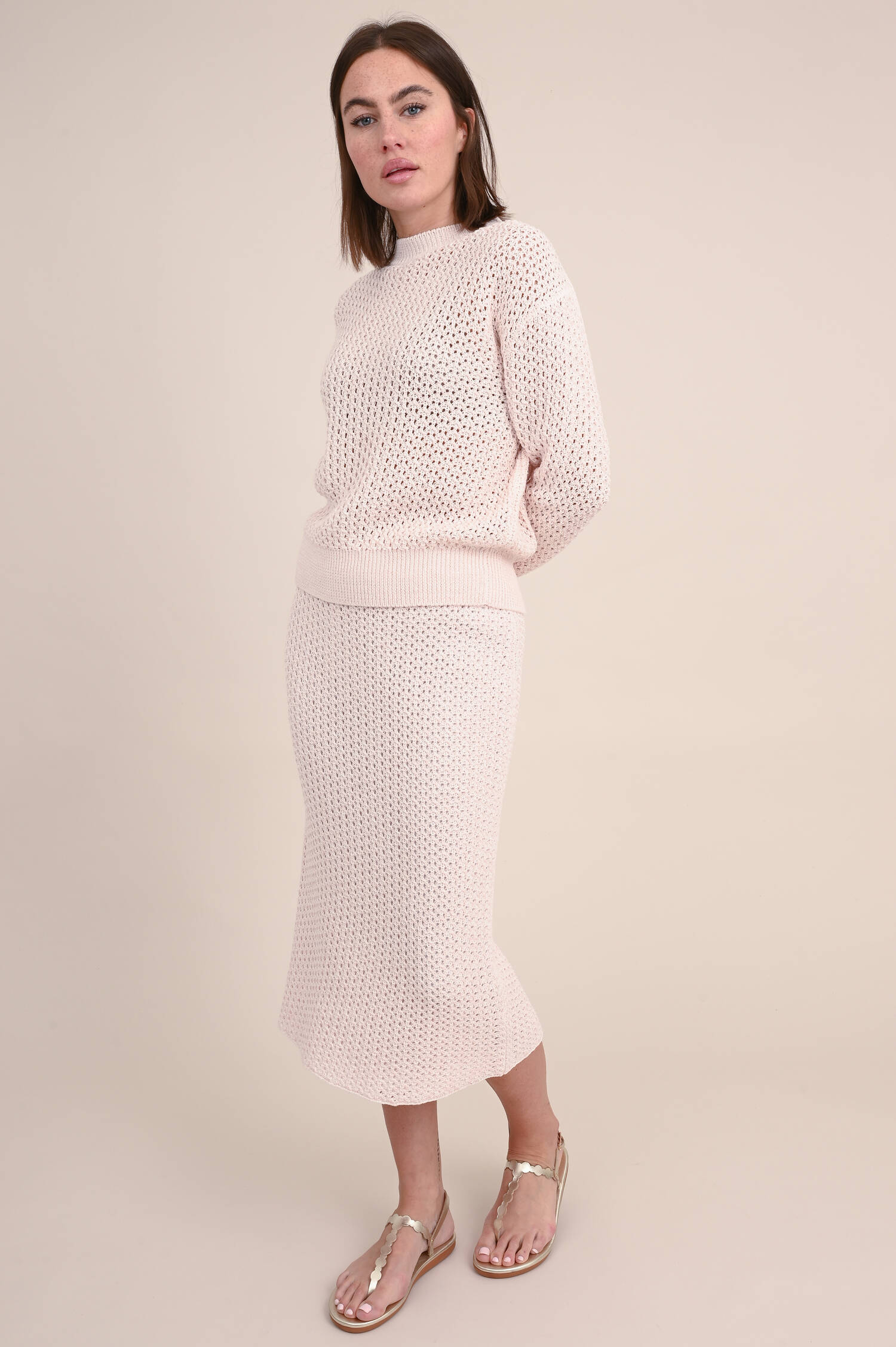 Grober Strickrock in zartem Rosa