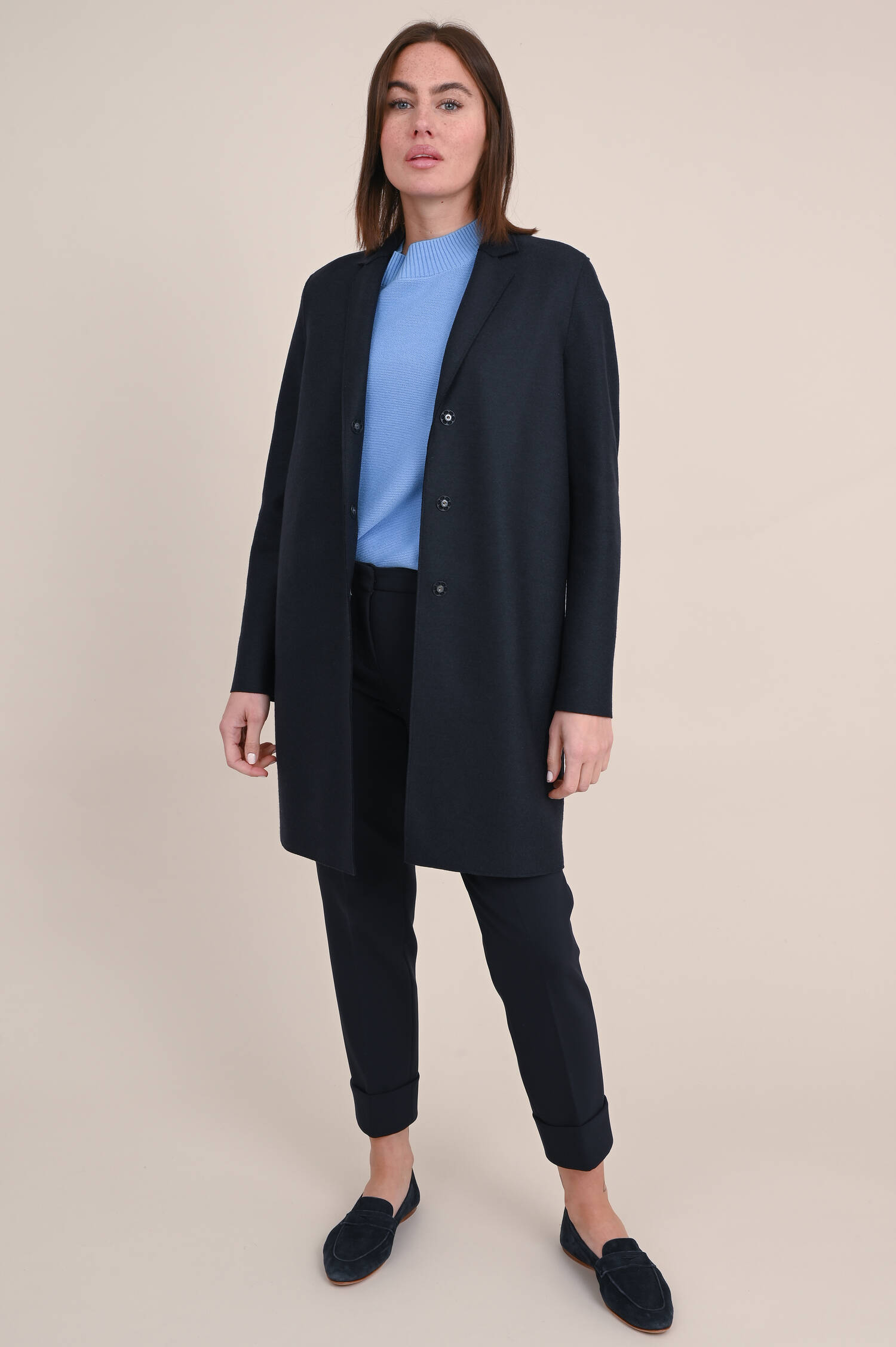 Mantel aus Schurwolle in Navy