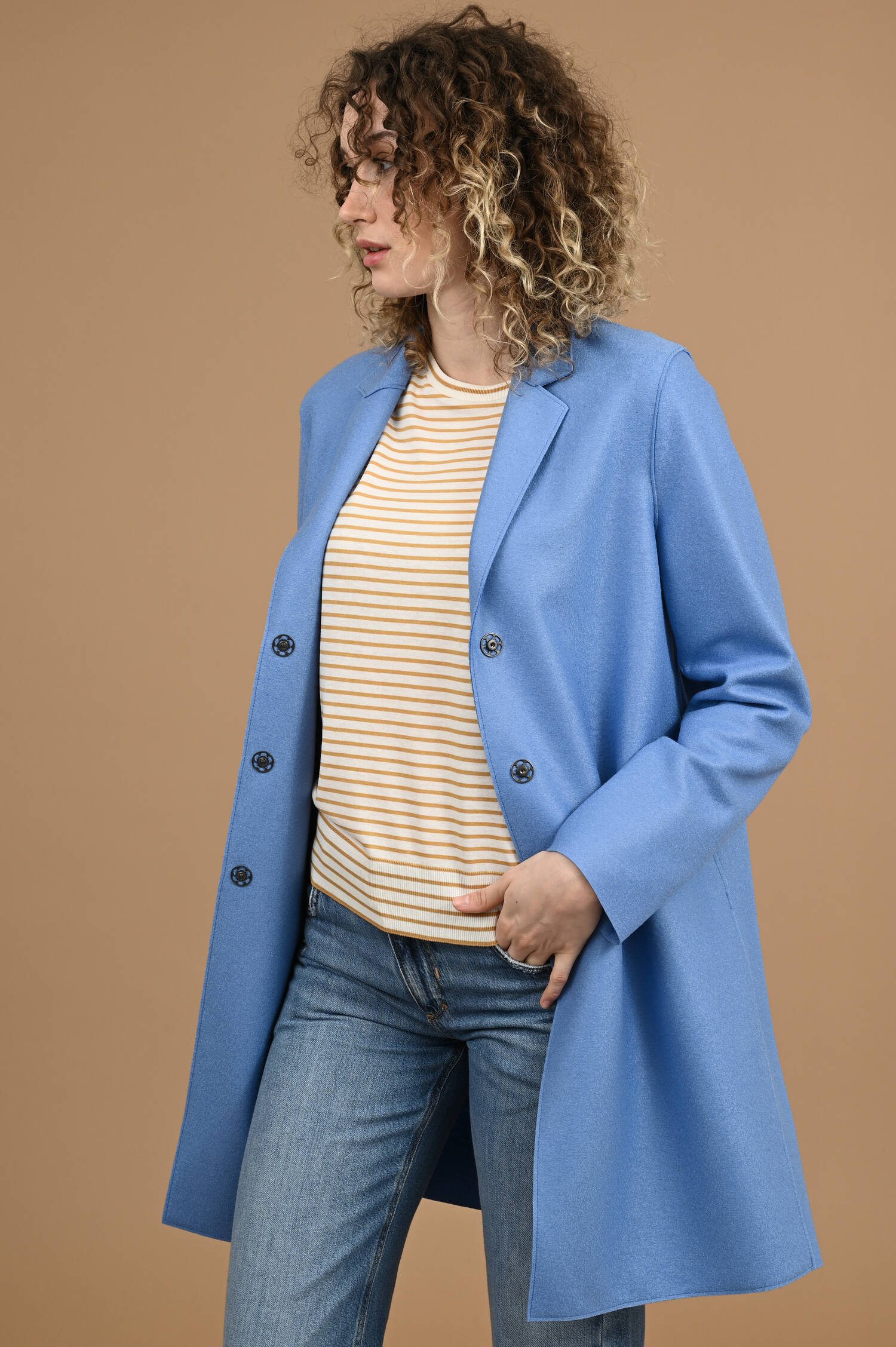 Wollmantel COCOON in Azure Blau