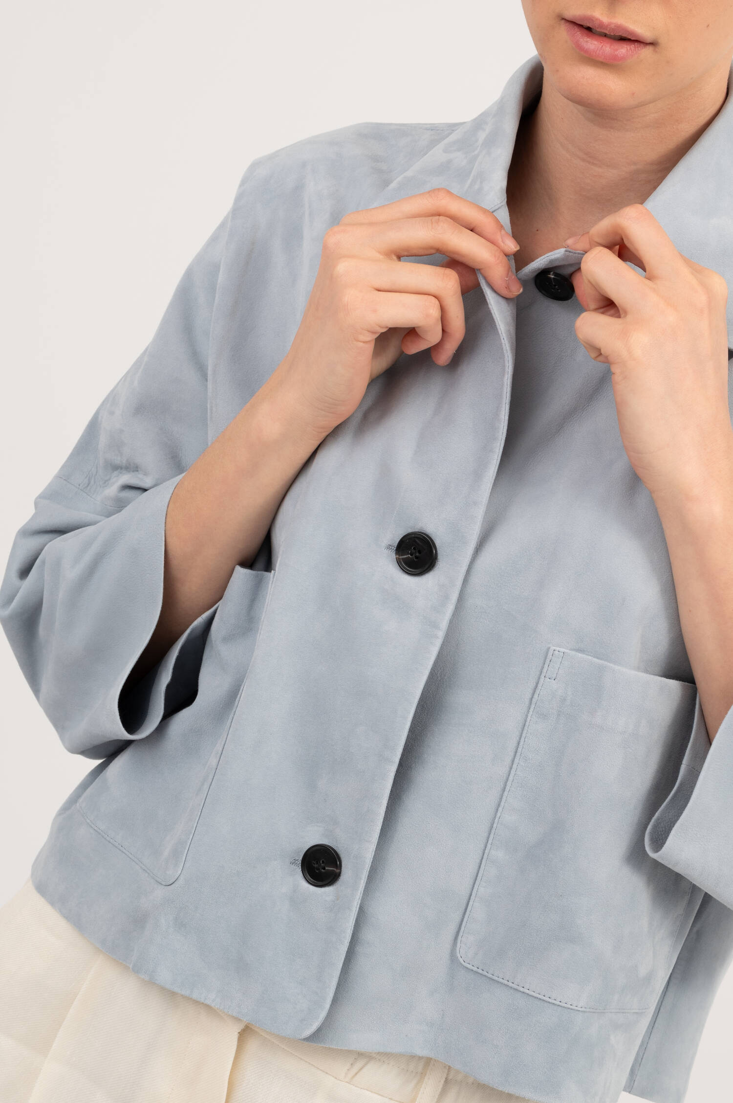 Suede Lederjacke ZHOU in VIntageblau Suede Lederjacke ZHOU in VIntageblau