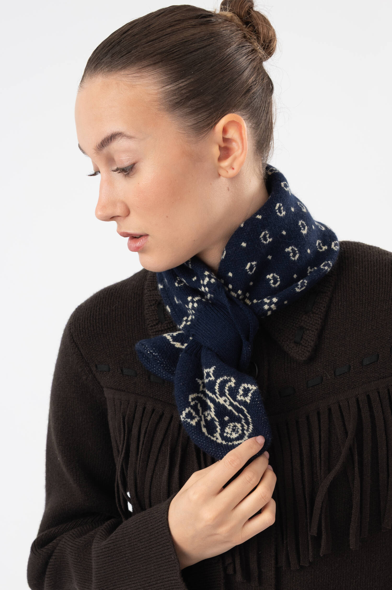 Bandana Woll/Cashmere Schal in Blau/Beige Bandana Woll/Cashmere Schal in Blau/Beige
