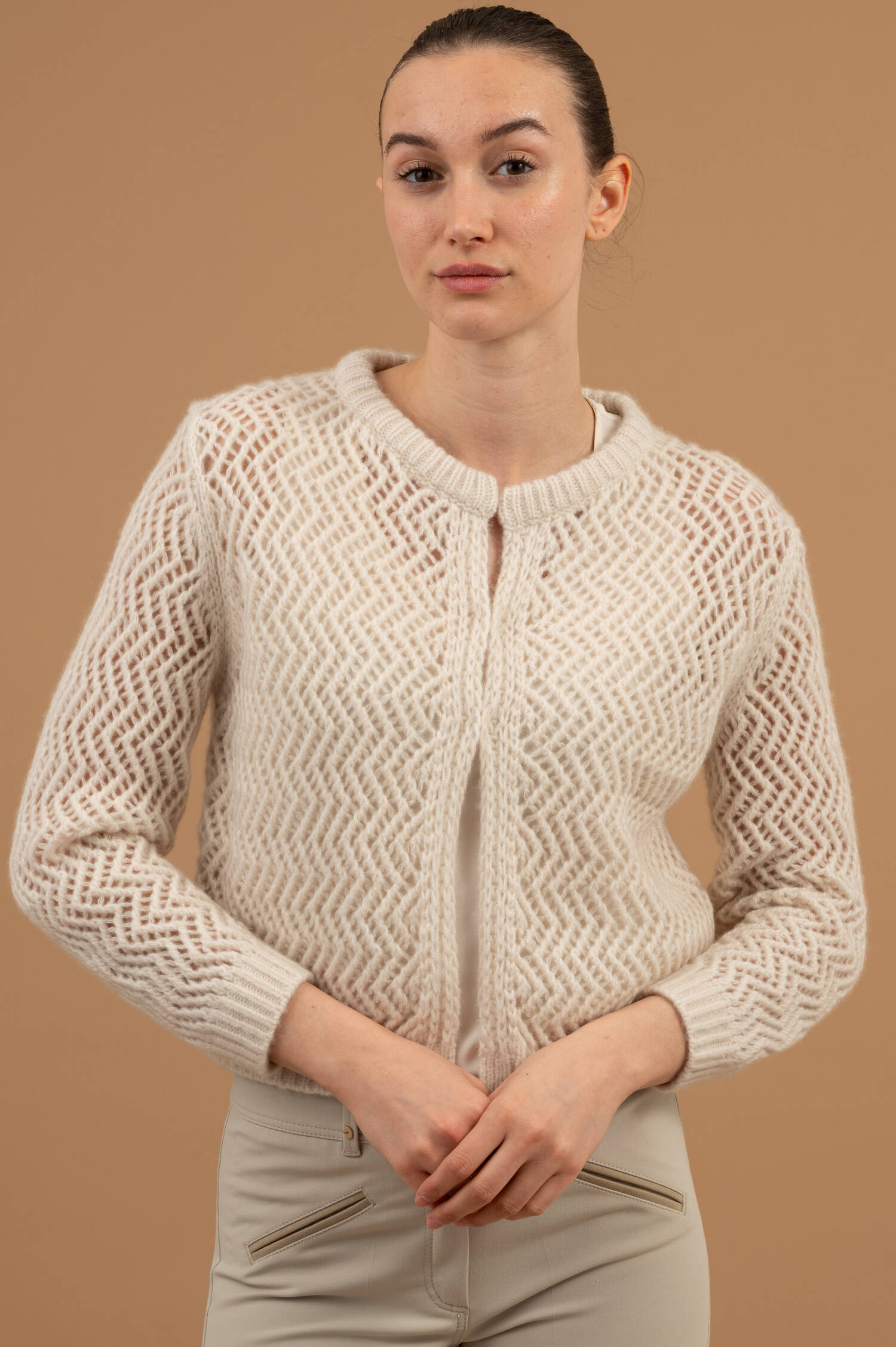 Grobstrickweste ZIG ZAG in Pearled Ivory