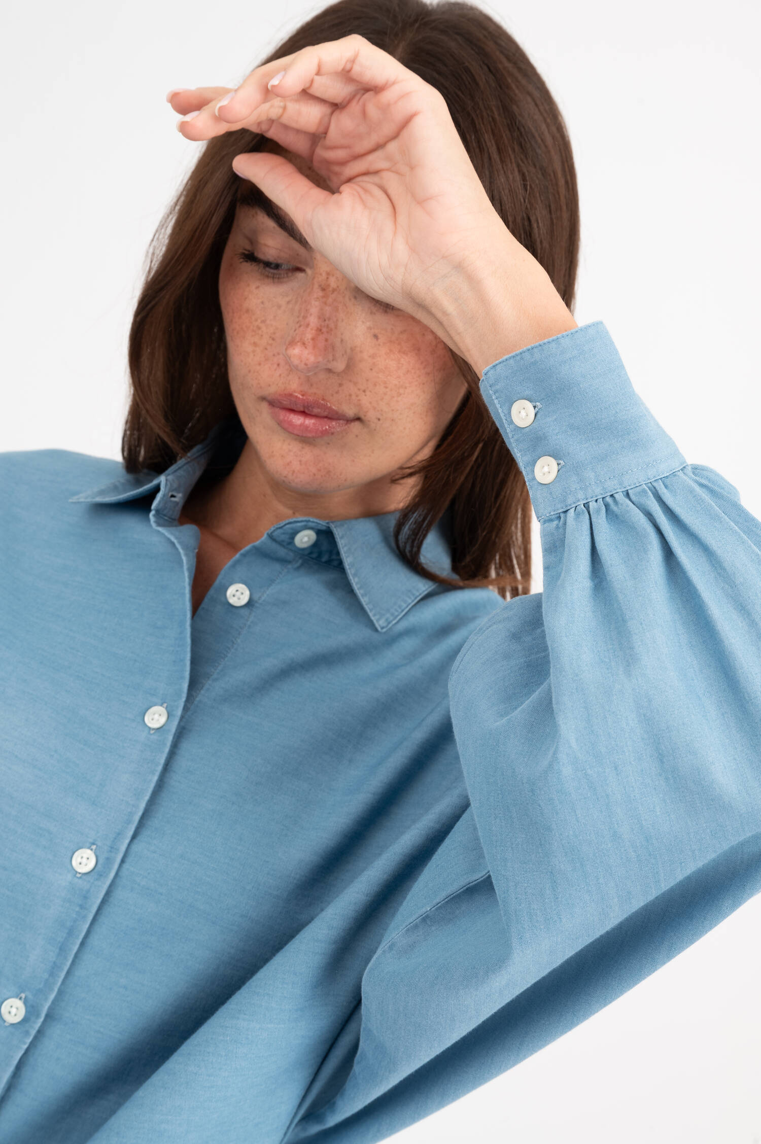 Melierte Bluse mit Batwingarm in Blau Melierte Bluse mit Batwingarm in Blau