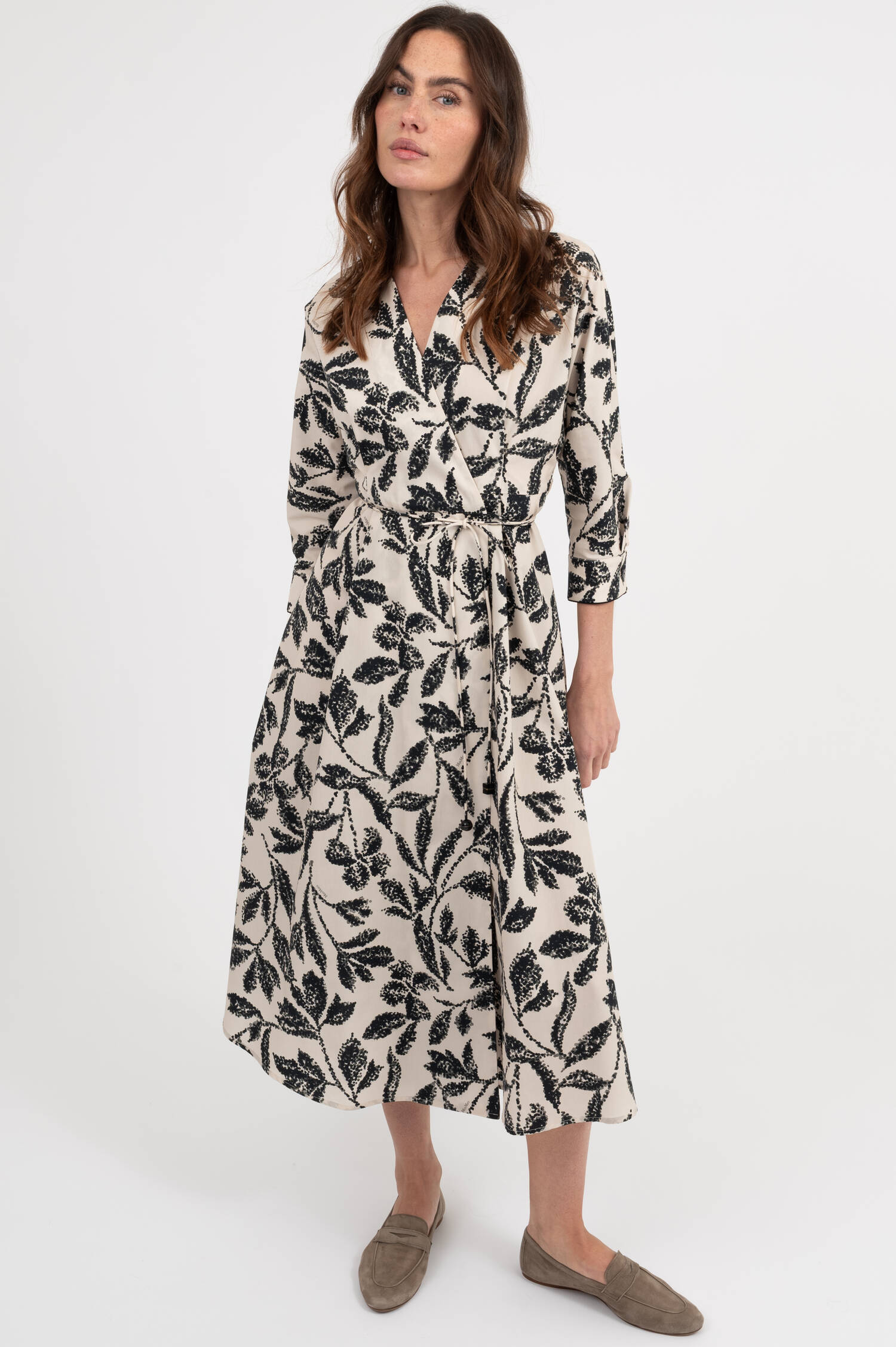 Wickel-Kleid CAMINO in Beige/Schwarz