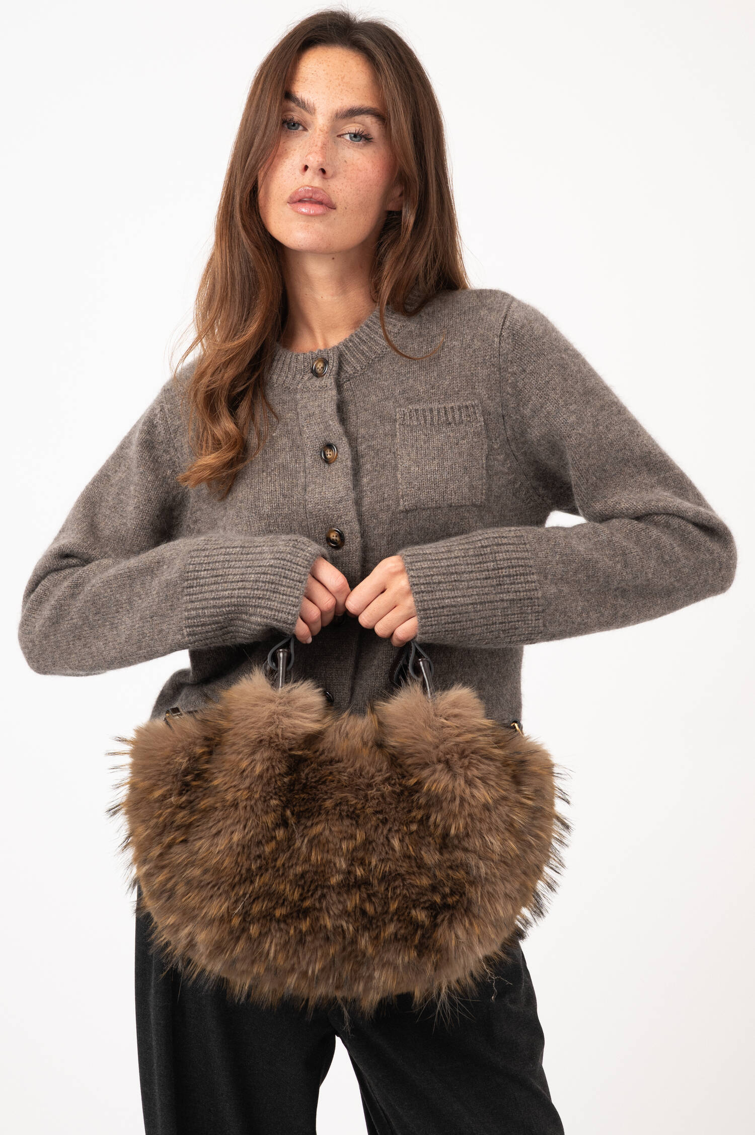 Faux-Fur-Handtasche DUA in Braun