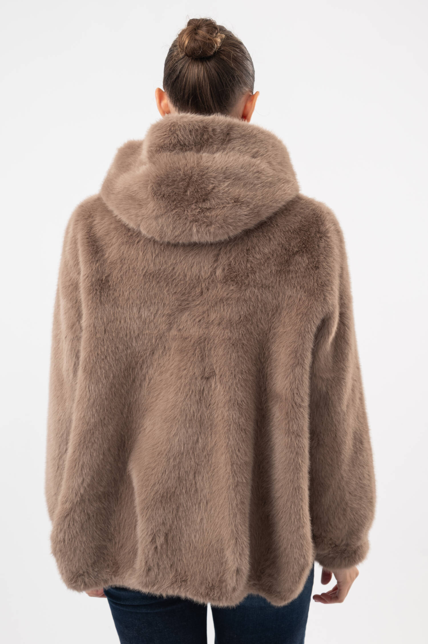 Faux-Fur-Jacke HOVY in Taupe
