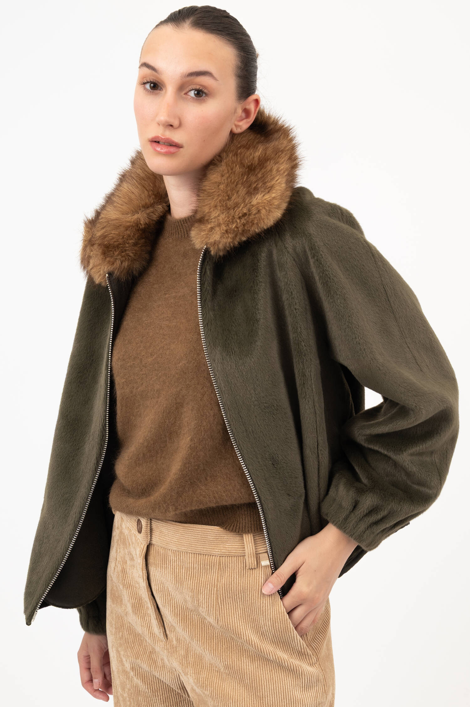 Faux-Fur-Jacke MIMI in Grün Faux-Fur-Jacke MIMI in Grün