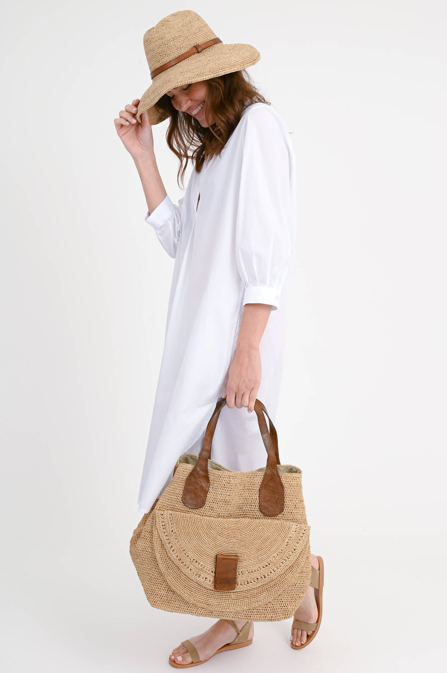 Blusenkleid OPAL mit Stehkragen in Weiß