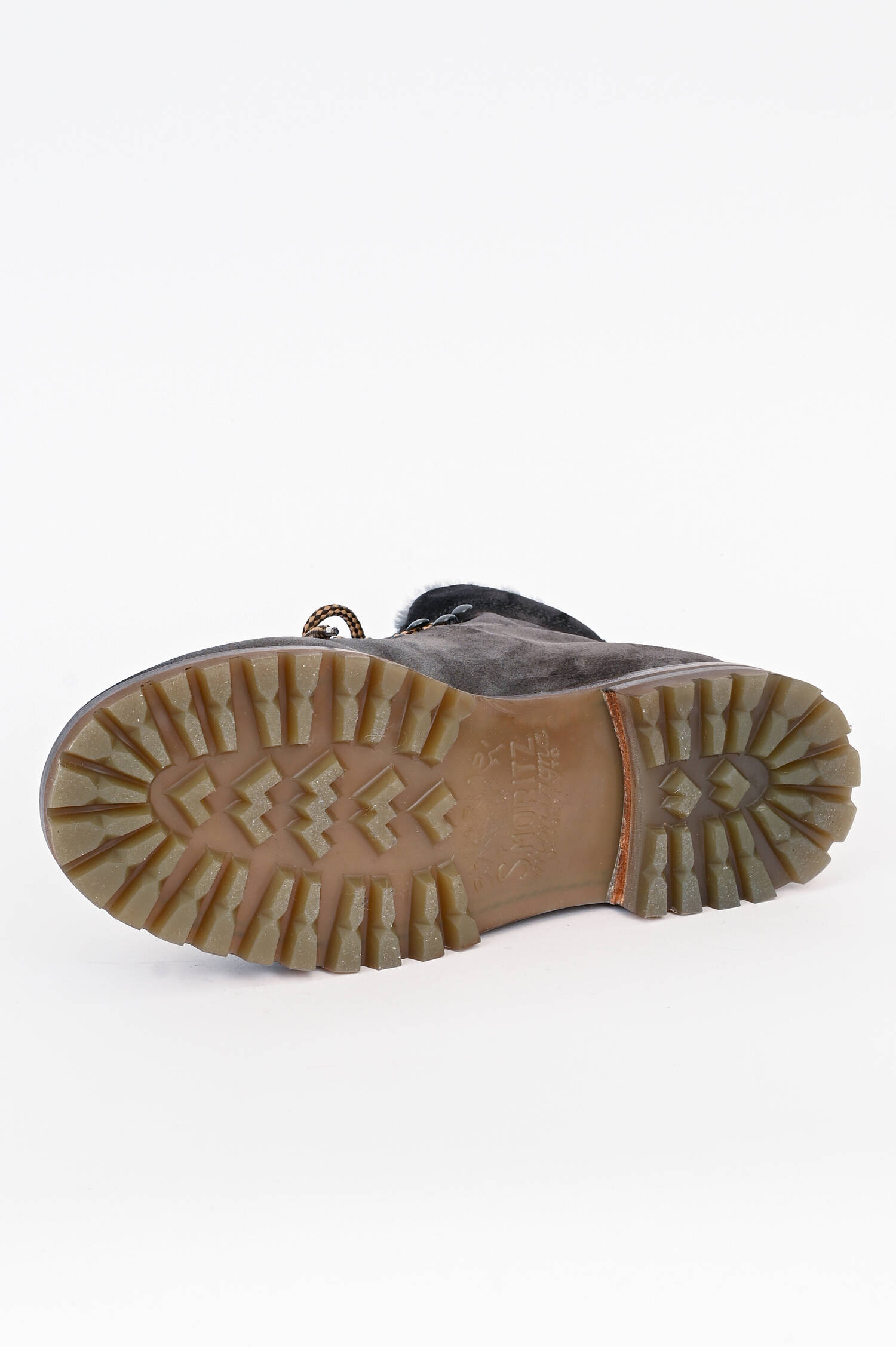 Gefütterter Schnürboot aus Veloursleder in Grau