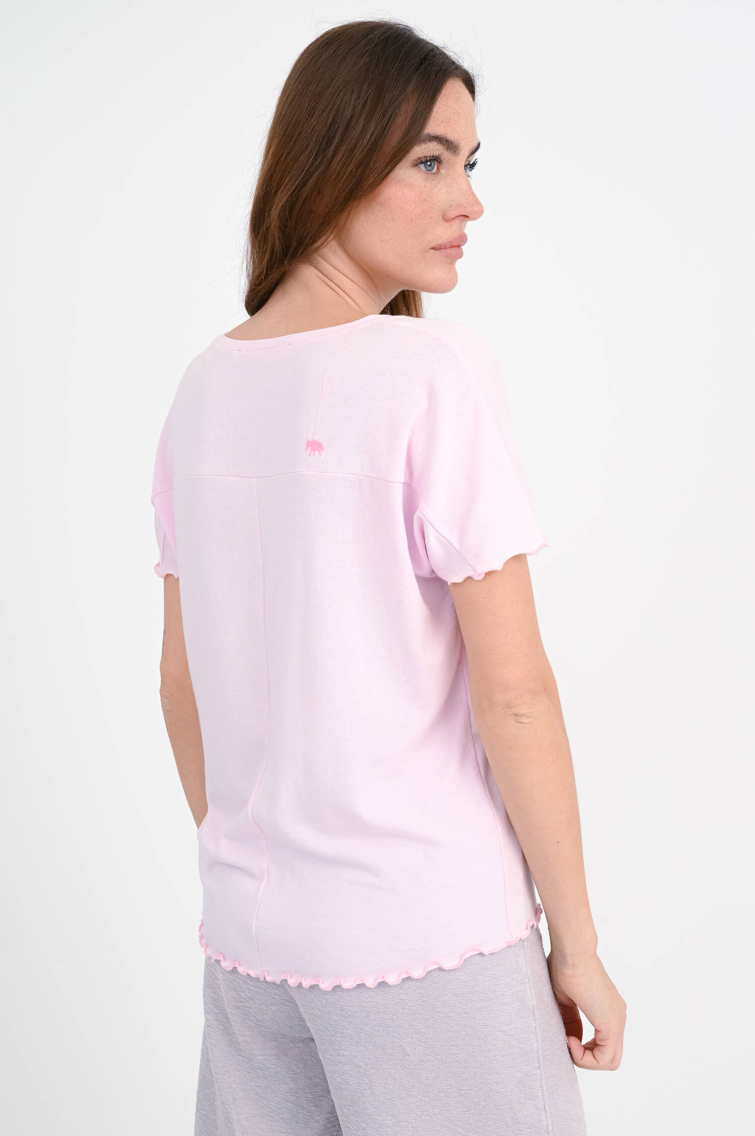 Shirt ADELA mit Rüschensaum in Rosa
