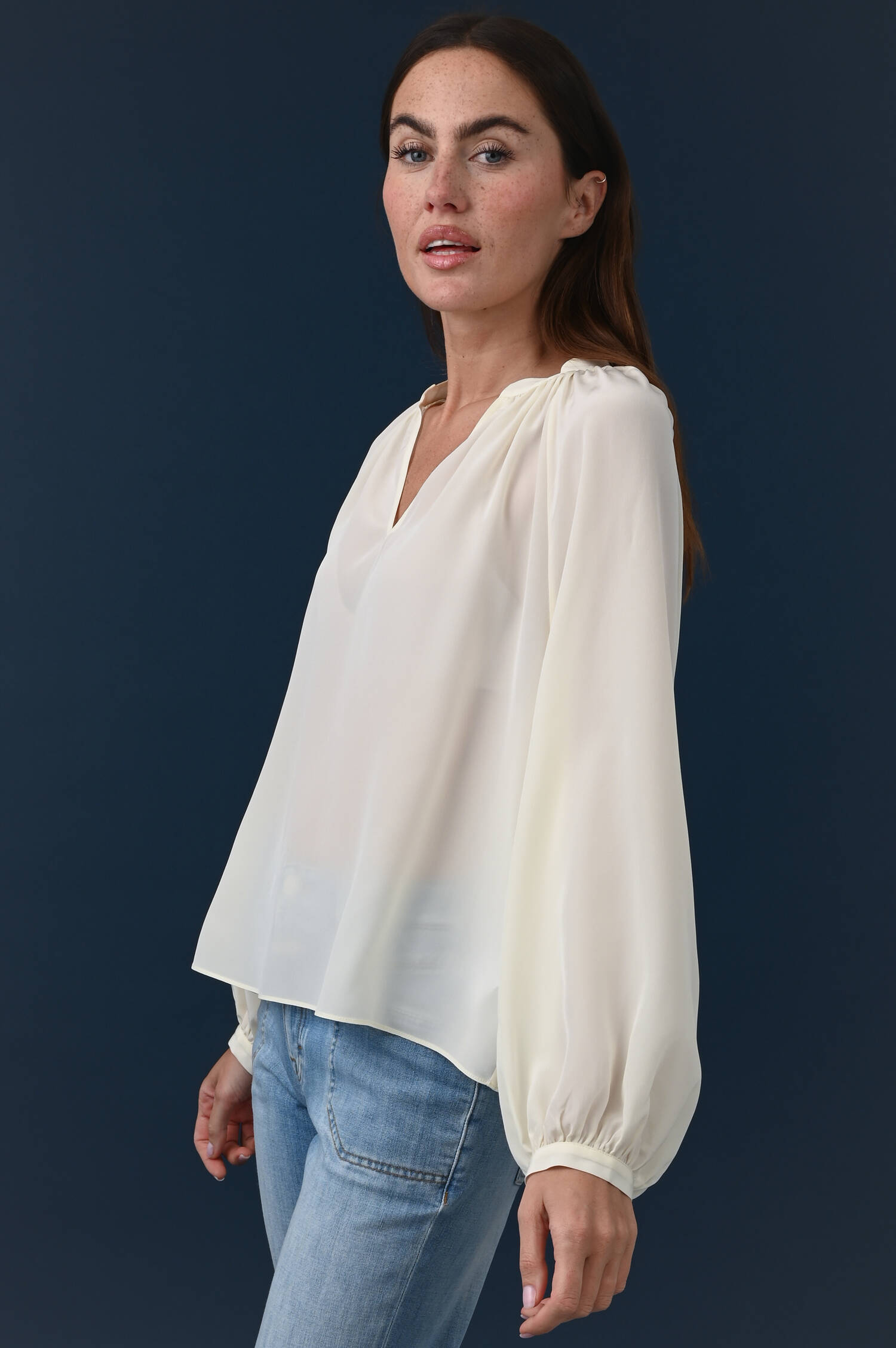 Seiden Schlupfbluse in Mozzarella