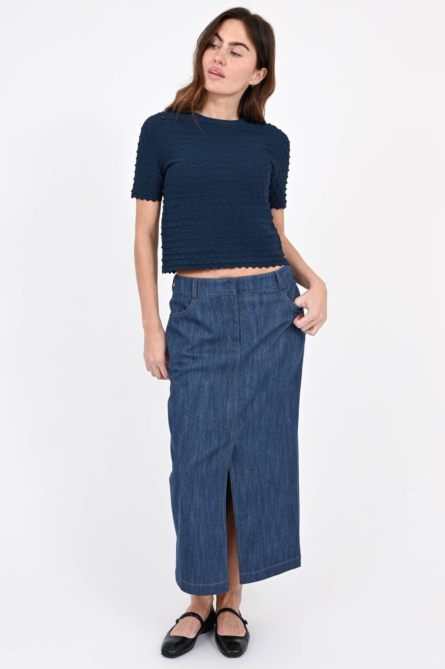 Bleistift Jeansrock in Denim Blue