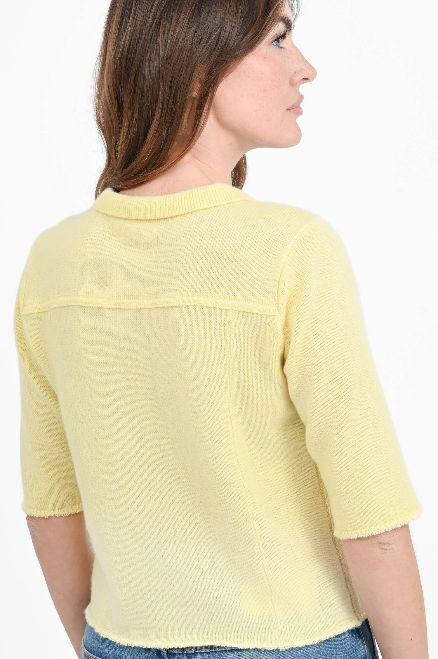 Kurzarm Cardigan aus Cashmere-Mix in Butteryellow Kurzarm Cardigan aus Cashmere-Mix in Butteryellow