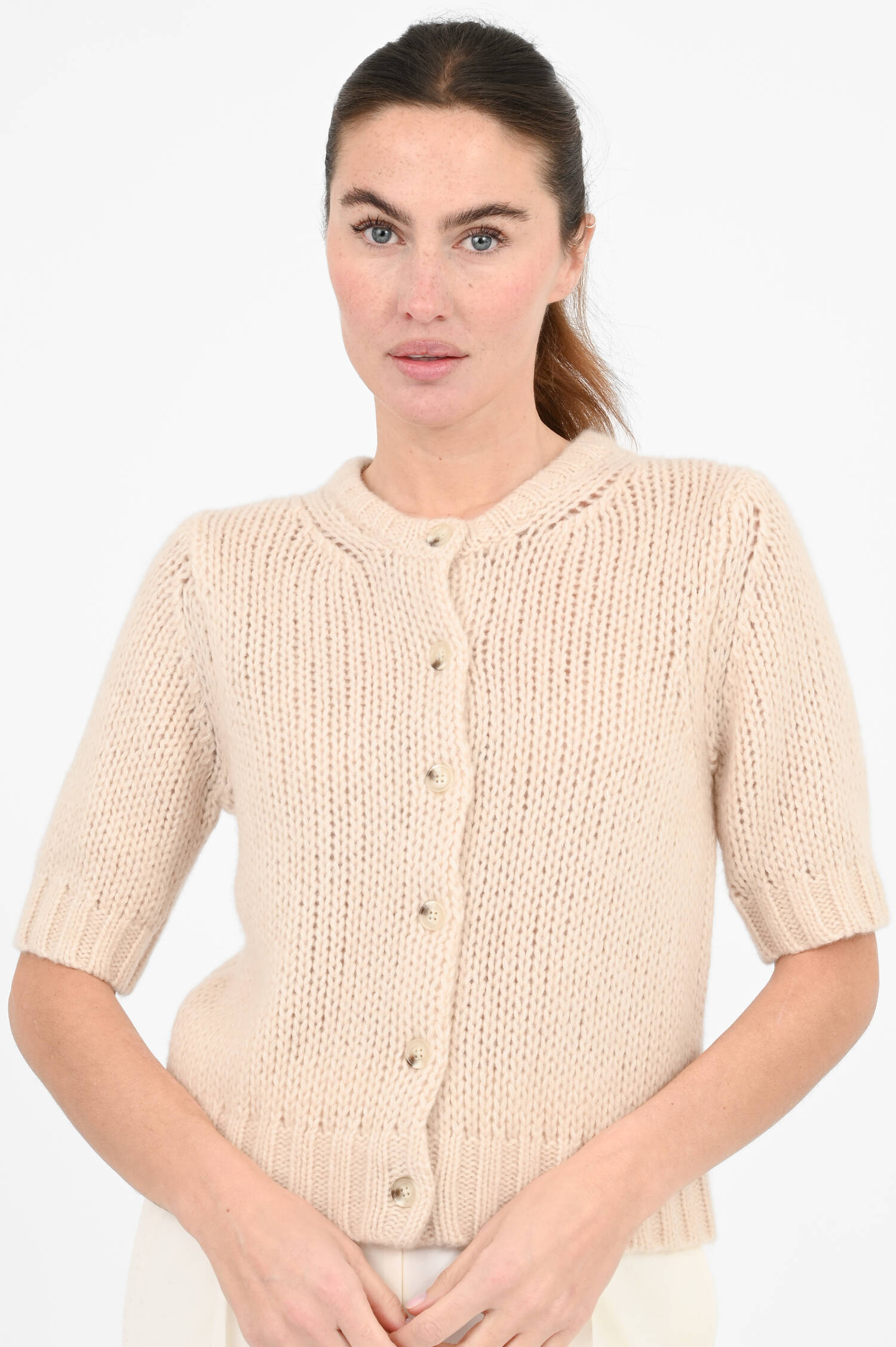 Cashmere-Mix-Strickweste in Beige