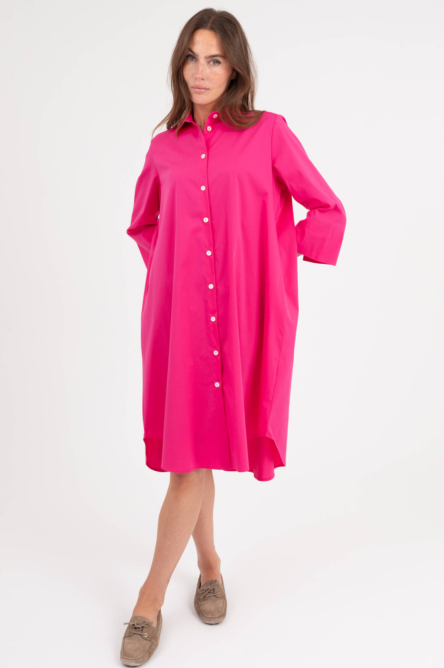 Popeline Kleid in Pink