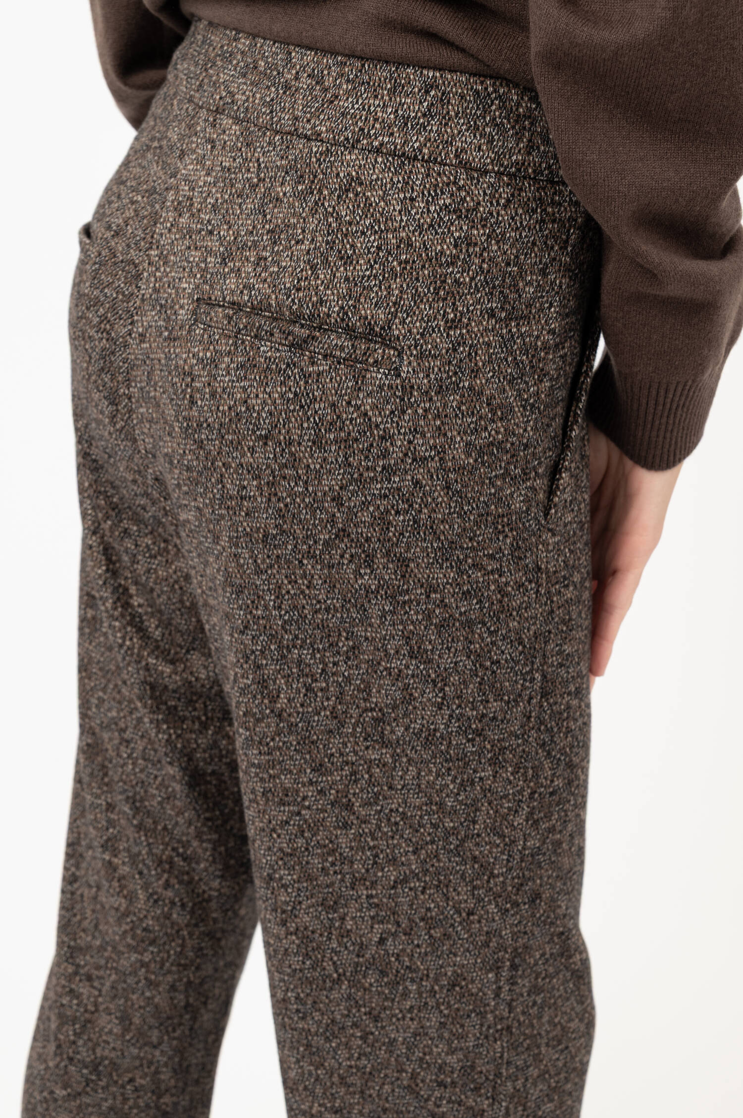 Tweed-Schlupfhose in Oliv-Beige meliert Tweed-Schlupfhose in Oliv-Beige meliert