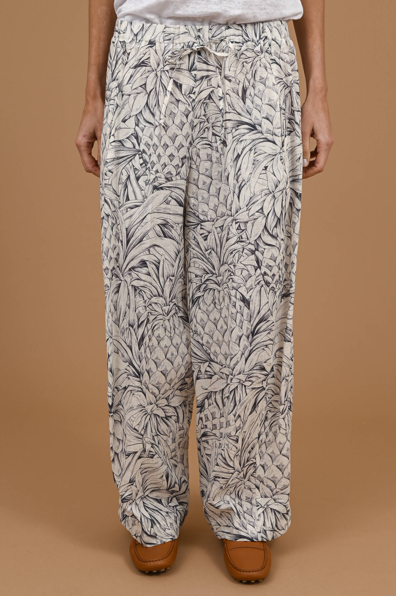 Leinenschlupfhose RUBY in Blau/Weiß