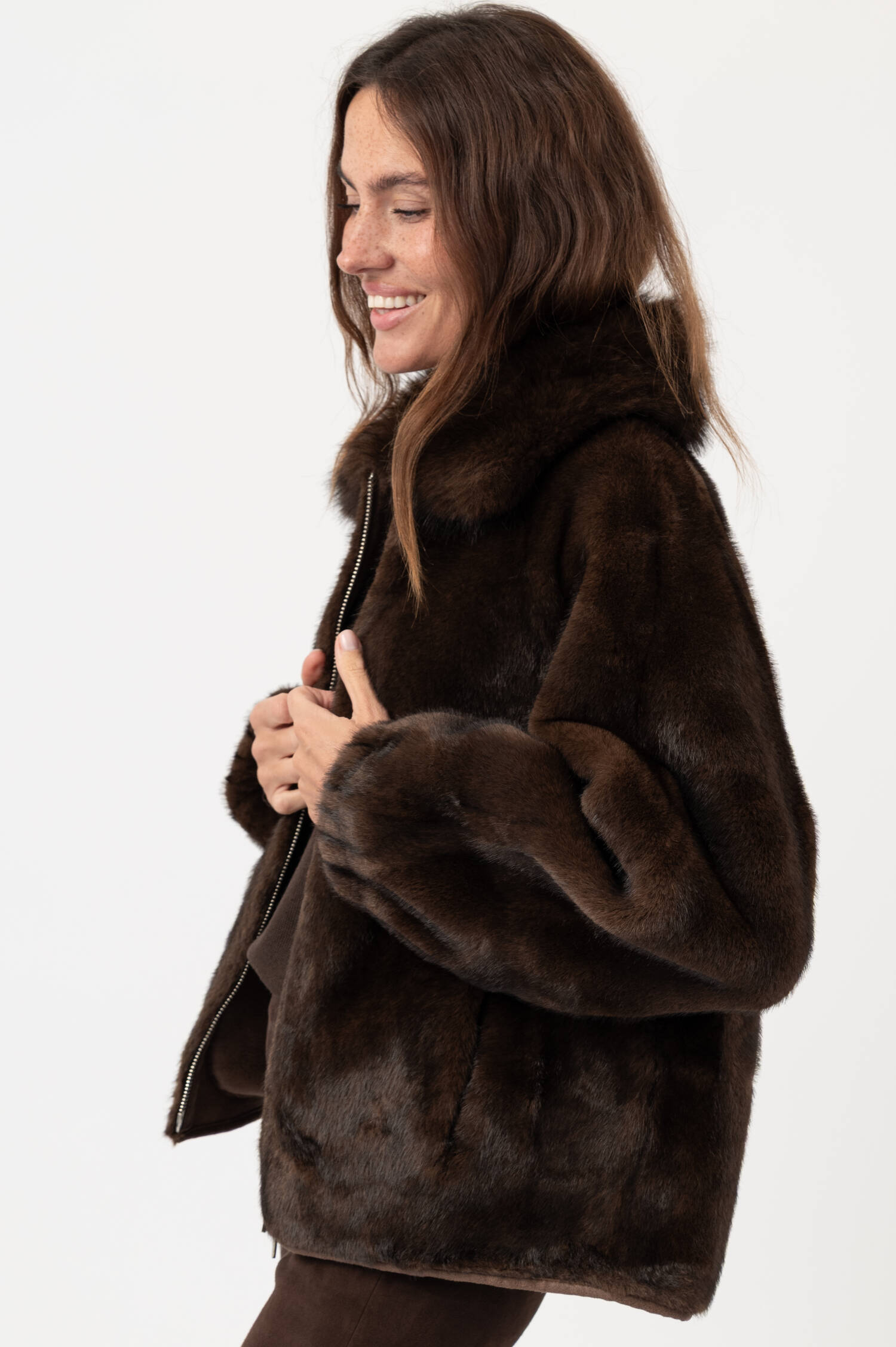 Faux-Fur-Jacke MINK in Braun Faux-Fur-Jacke MINK in Braun