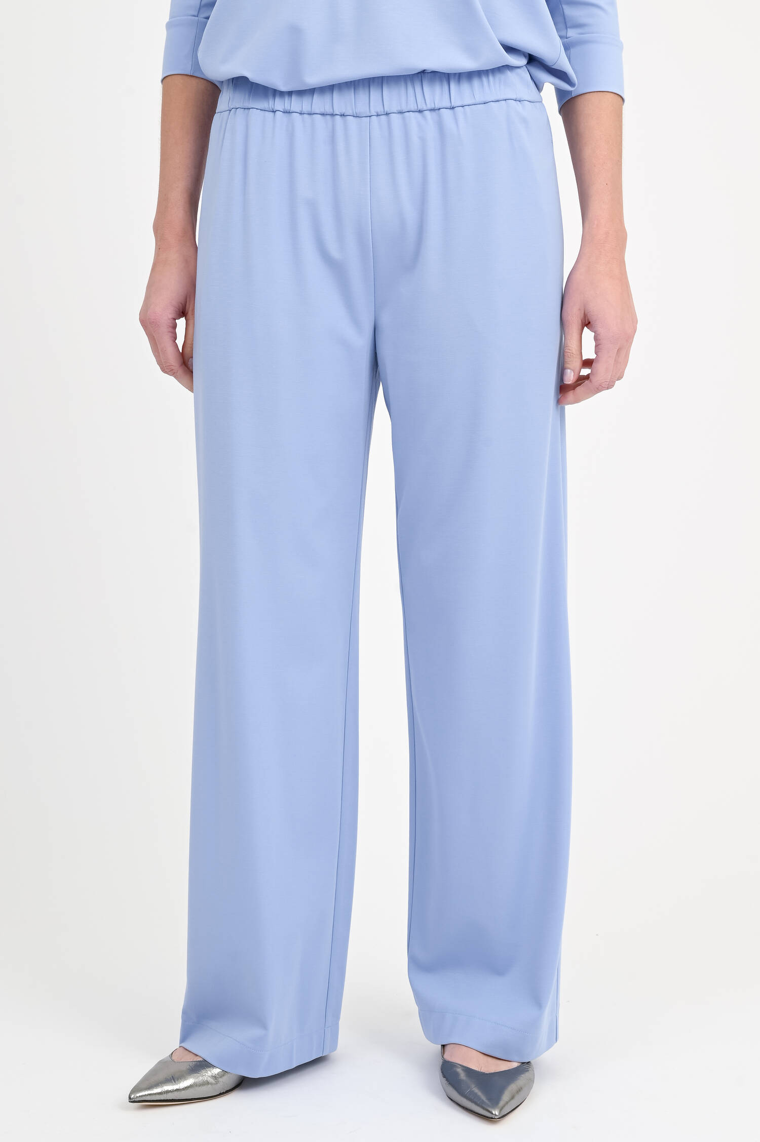 Hose aus Viskose-Mix in Hellblau