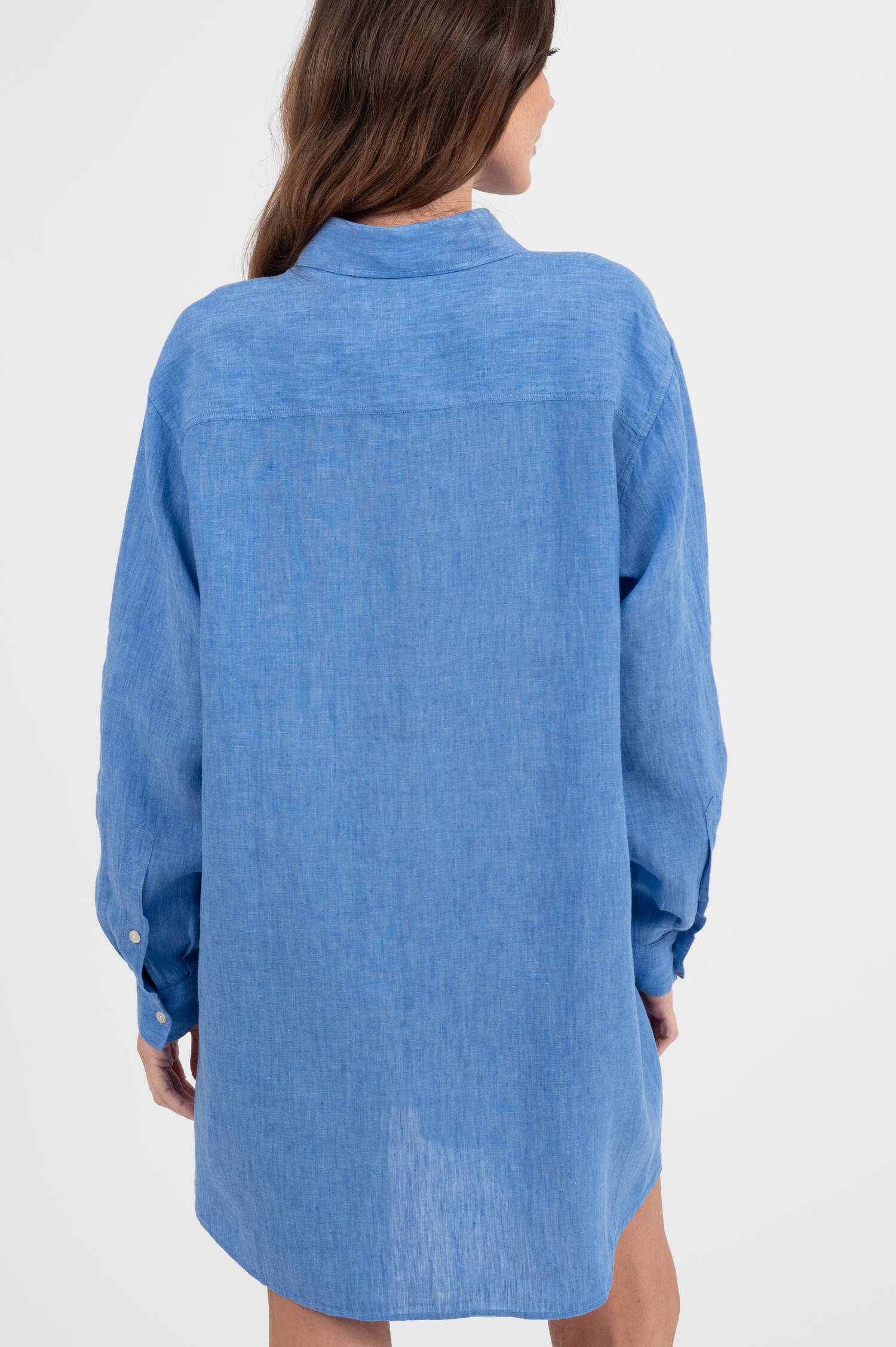 Leinenbluse TAHIA in Blau meliert