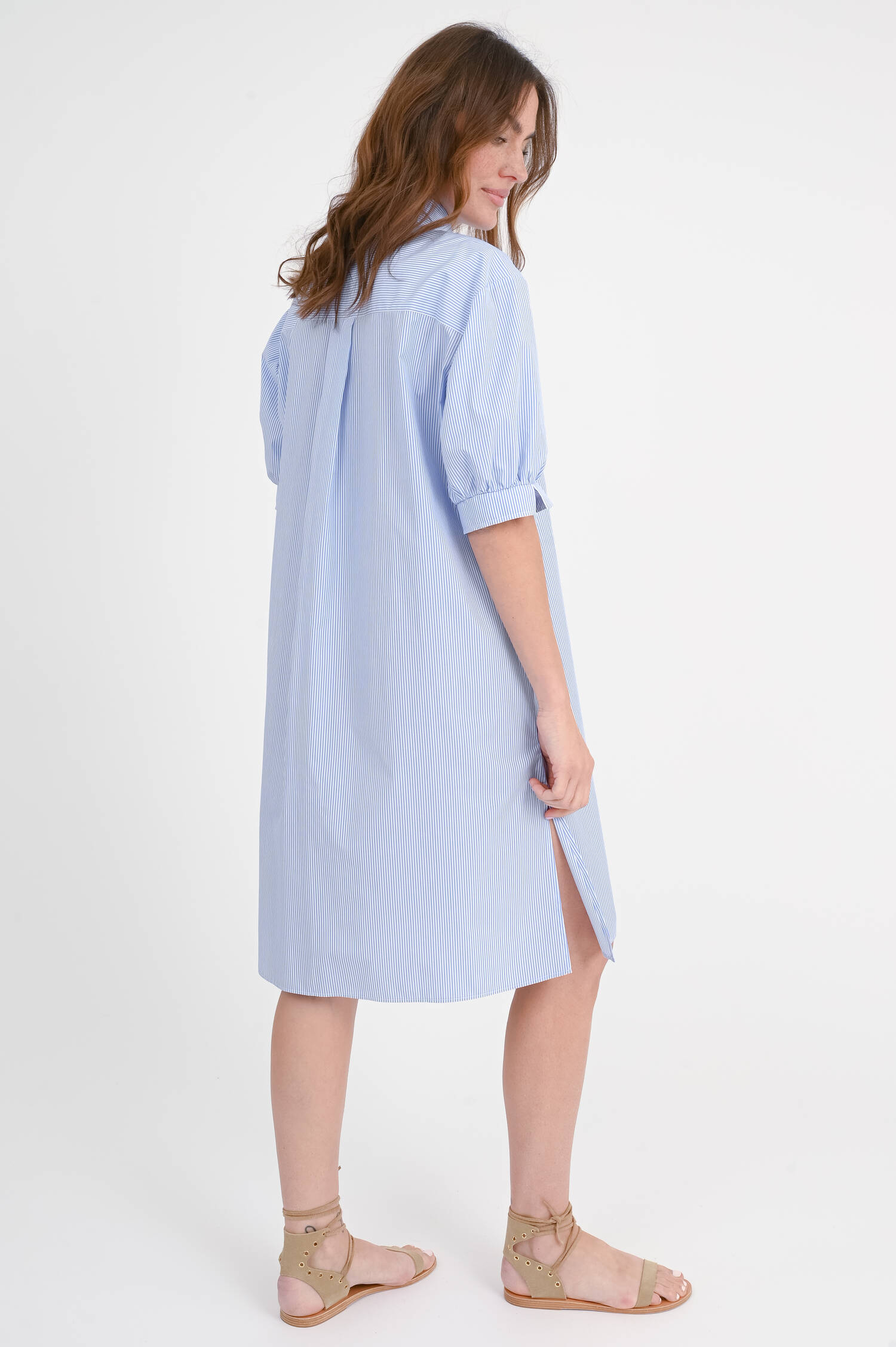 Blusenkleid OTESSA in Mittelblau/Weiß gestreift