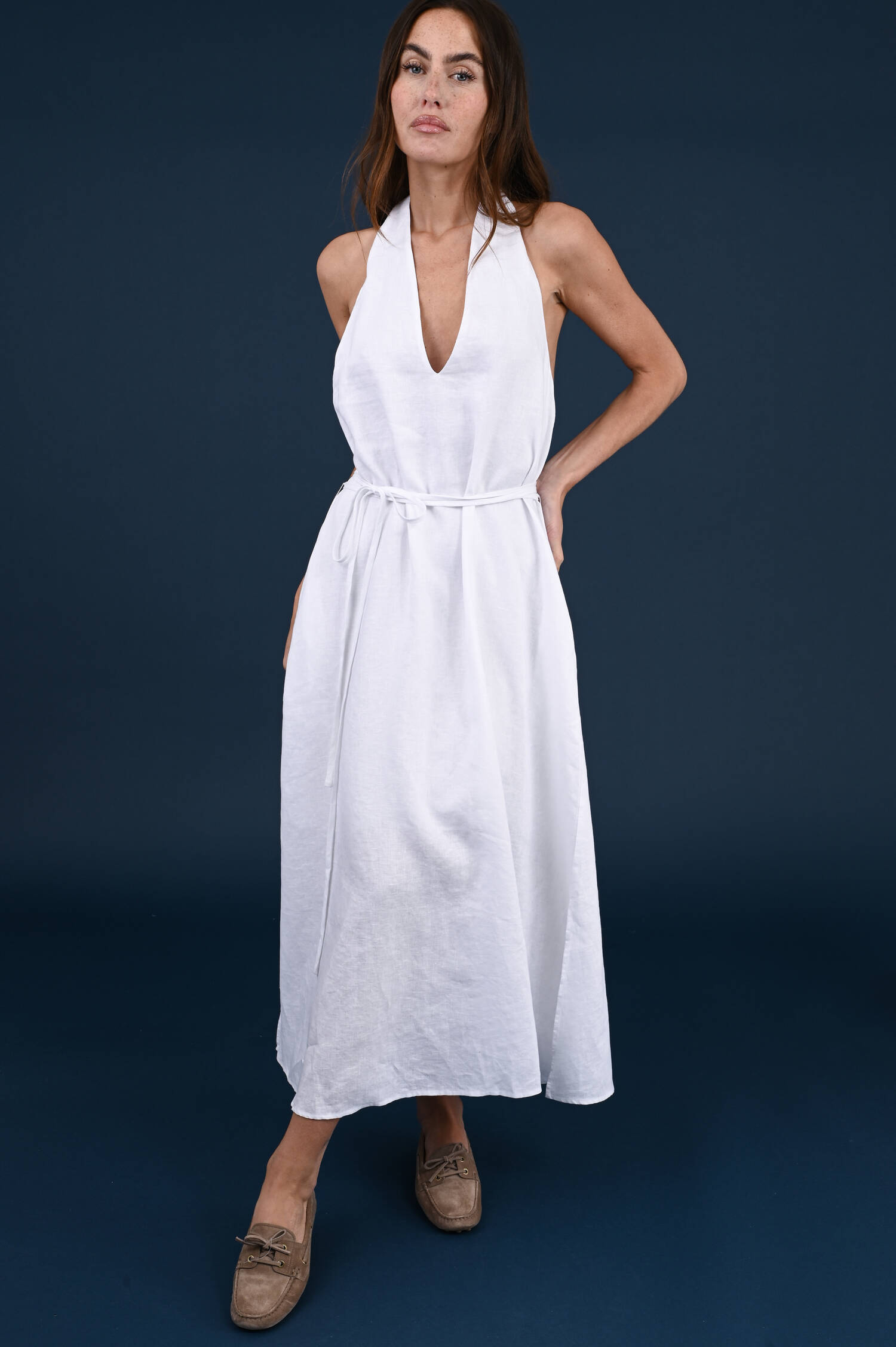 Leinenkleid DAMARIA in Weiß