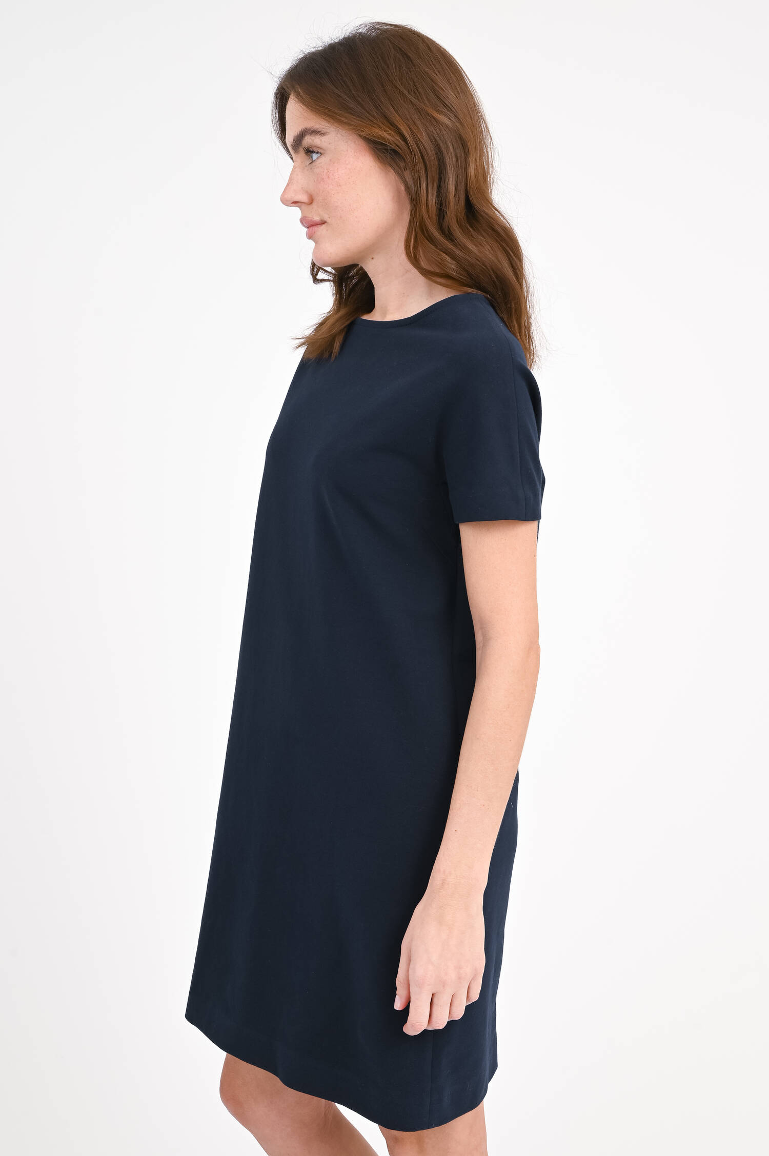  Kurzarm Jersey-Kleid in Navy