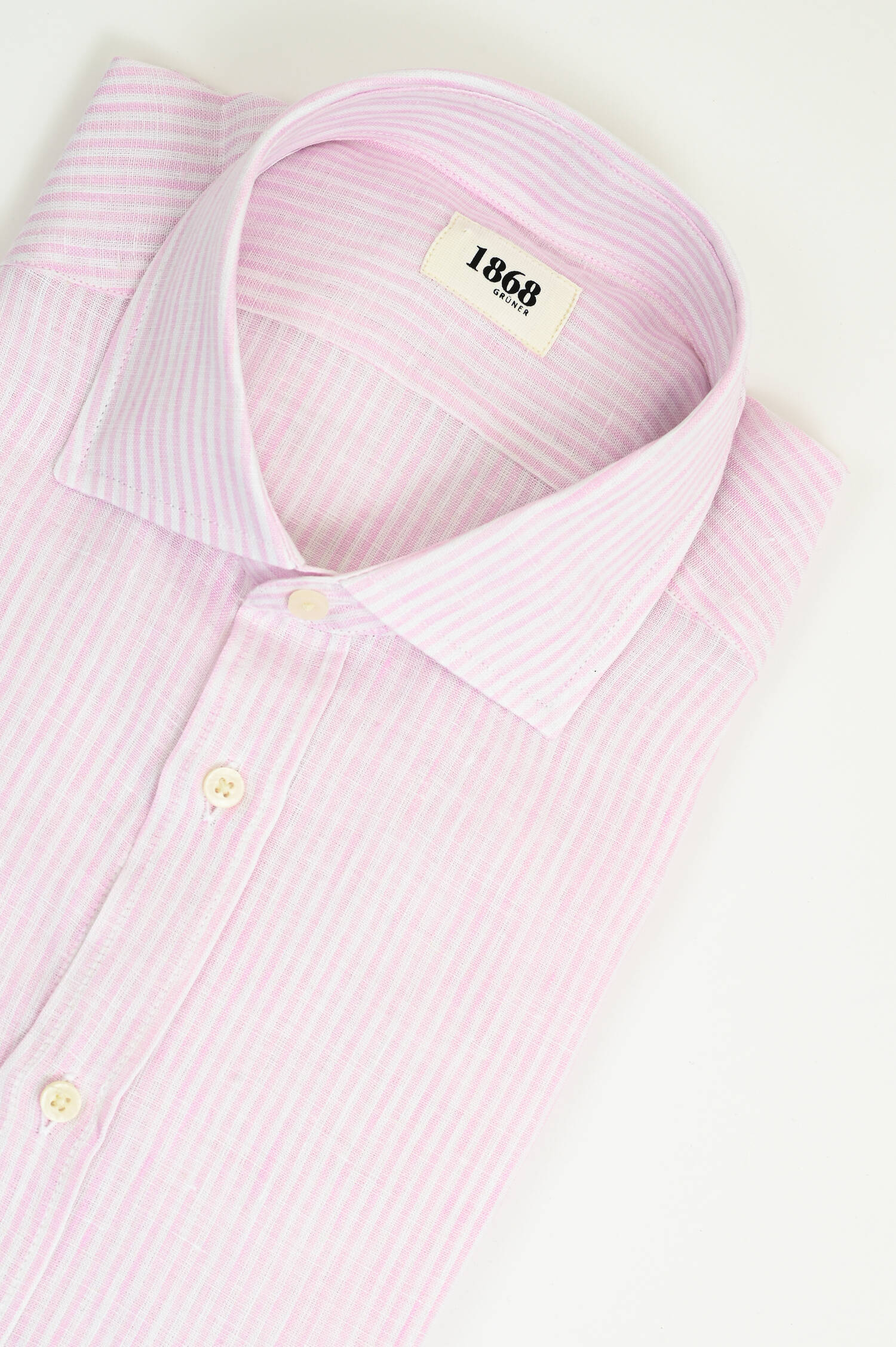 Leinenhemd mit schmalen Streifen in Rosa/Weiß Leinenhemd mit schmalen Streifen in Rosa/Weiß