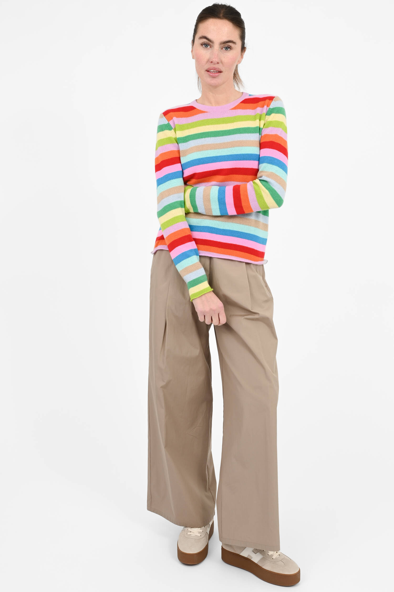 Pullover aus Cashmere in Multicolor gestreift