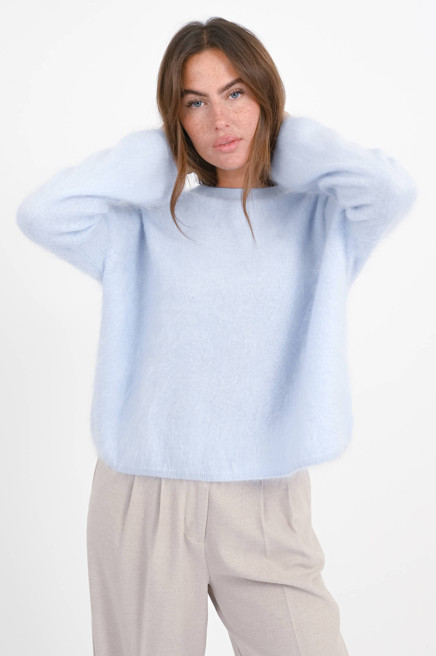 Brushed Cashmere Pullover in Pastellblau