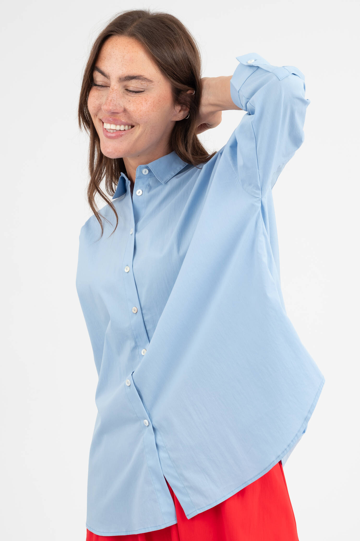 Popeline Bluse in Hellblau Popeline Bluse in Hellblau