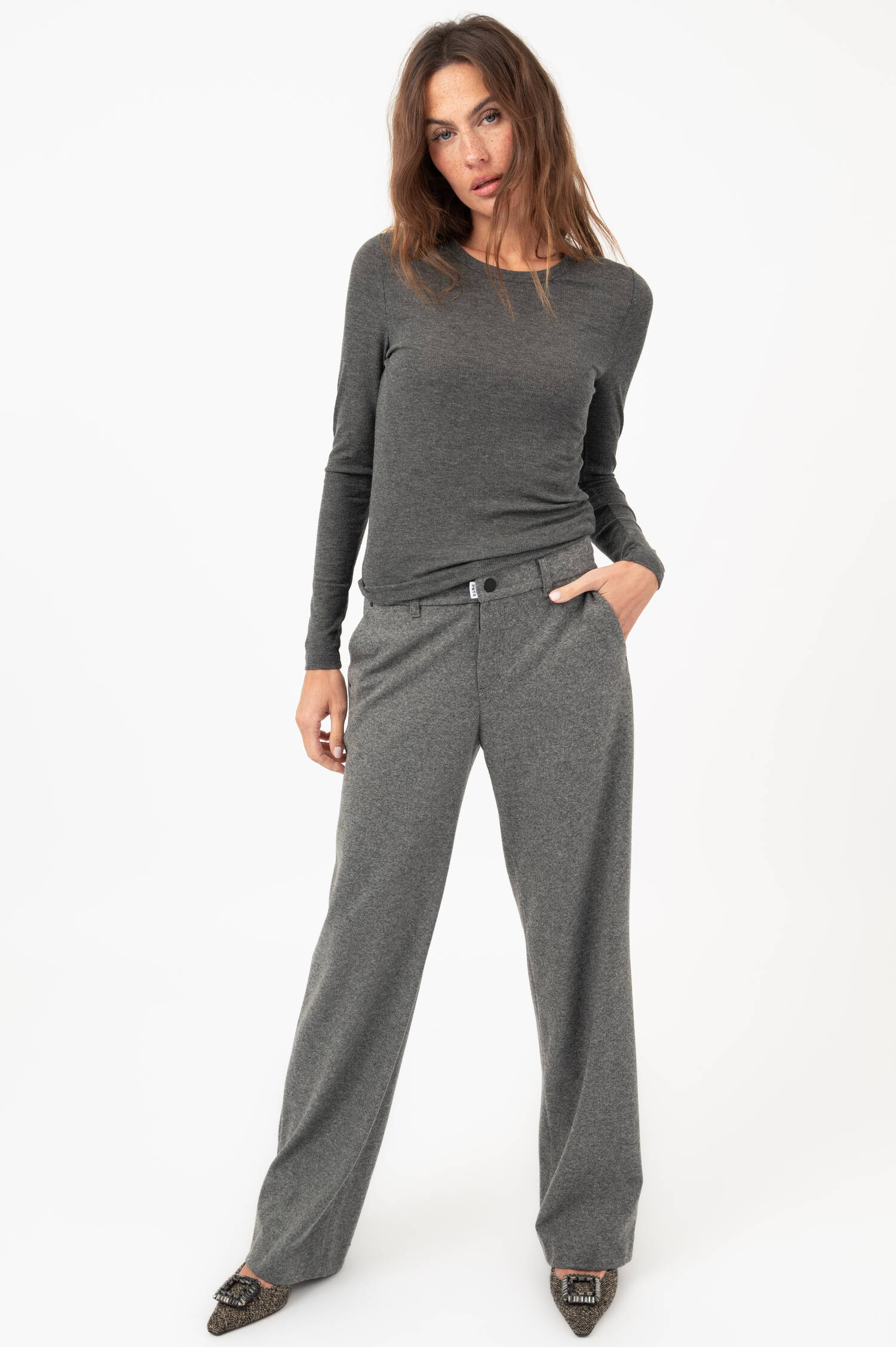 High-Waist-Hose THE SUPER B in Grau meliert High-Waist-Hose THE SUPER B in Grau meliert