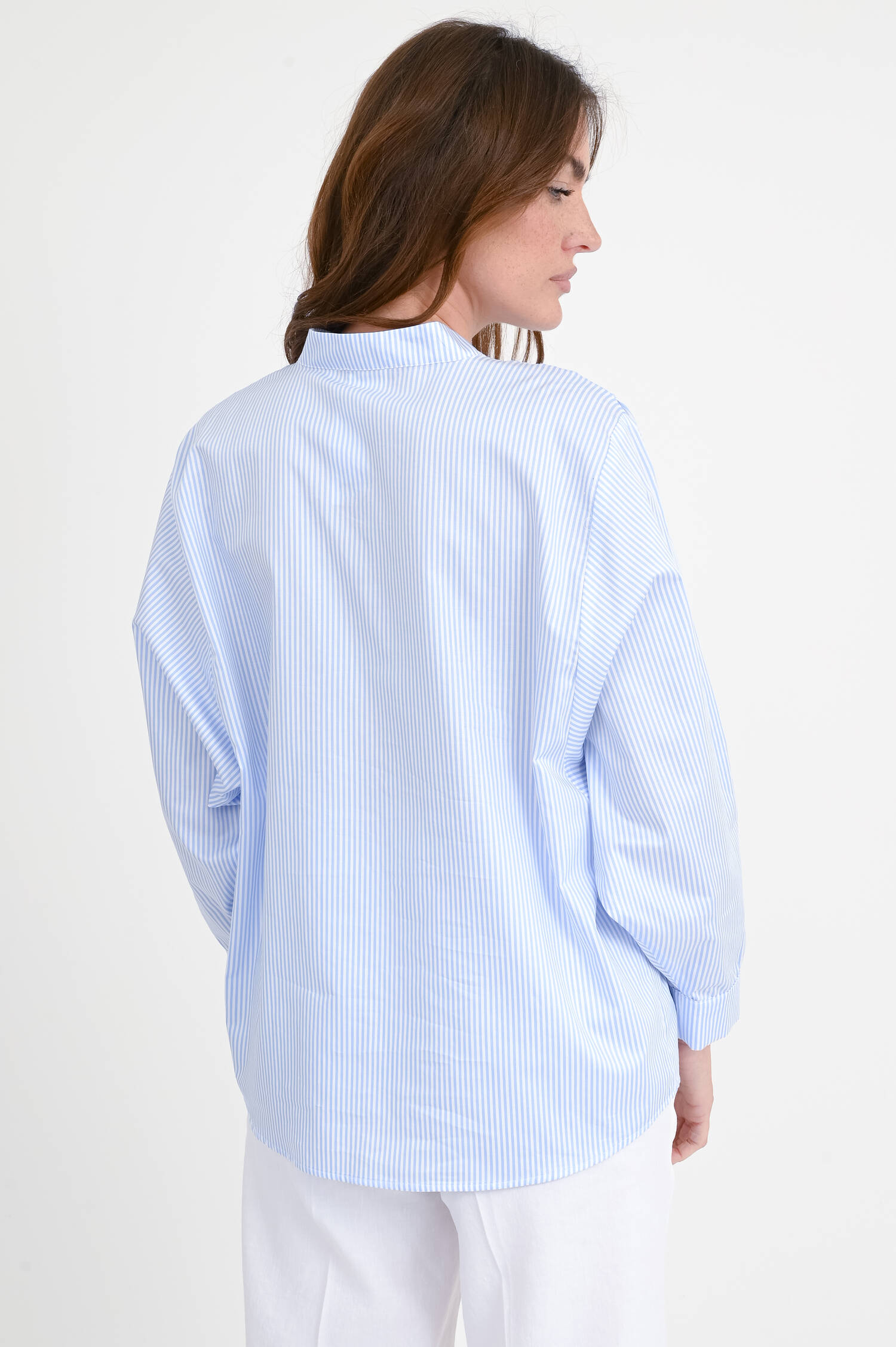 A-Linien Bluse OGAN in Hellblau/Weiß gestreift