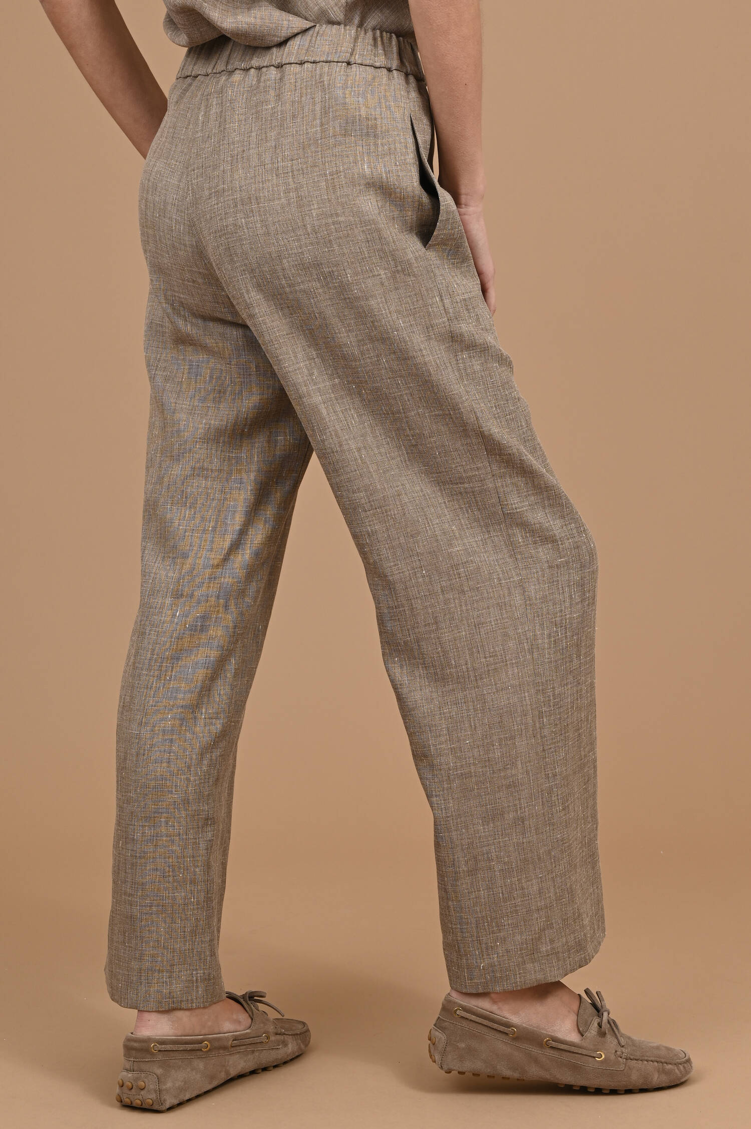 Hose aus Leinenmix in Braun